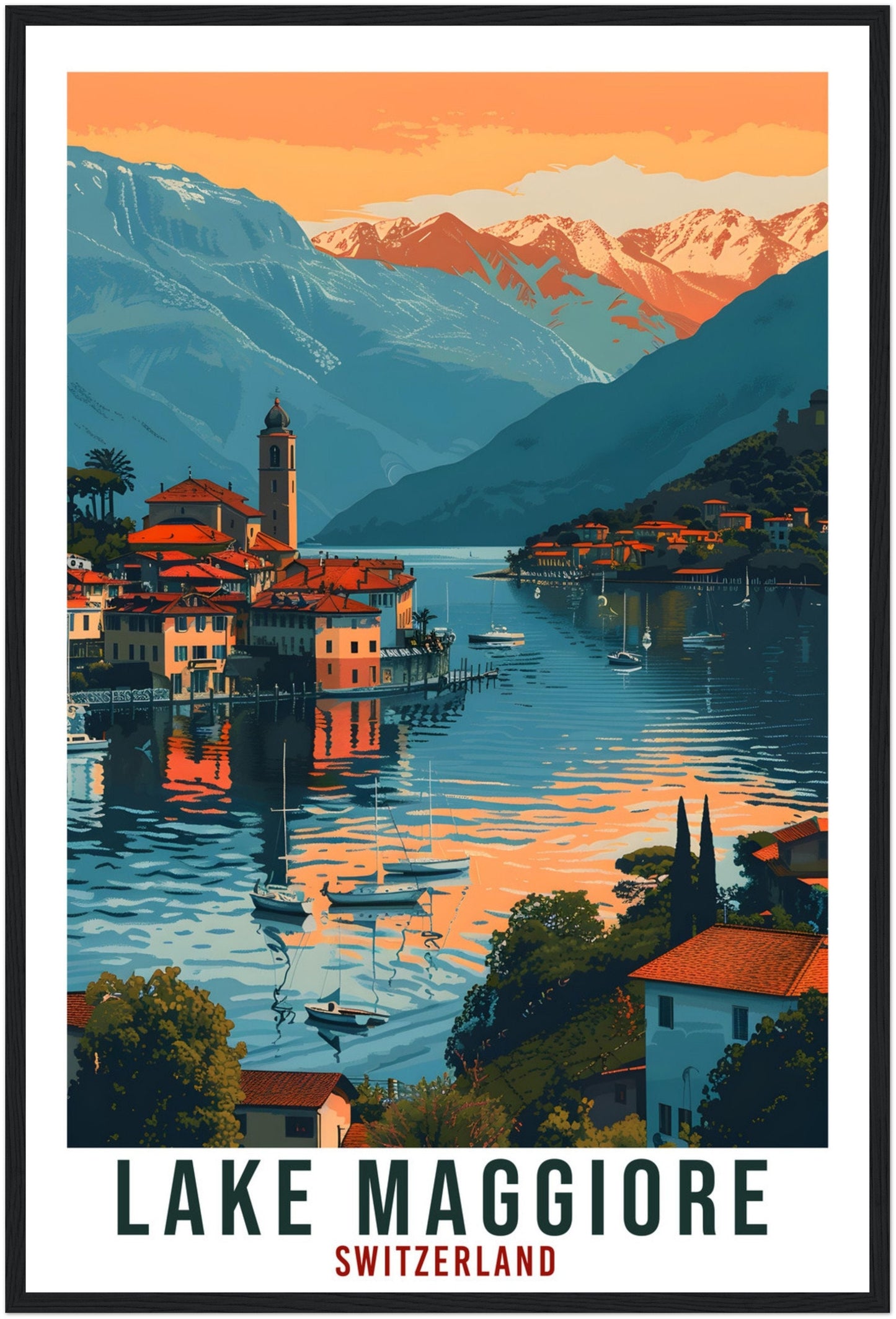 Lake Maggiore Travel Print Swiss Wall Art Wall Hanging Home Décor Lake Maggiore Gift Art Lovers Switzerland Artwork Gift Swiss Travel Poster