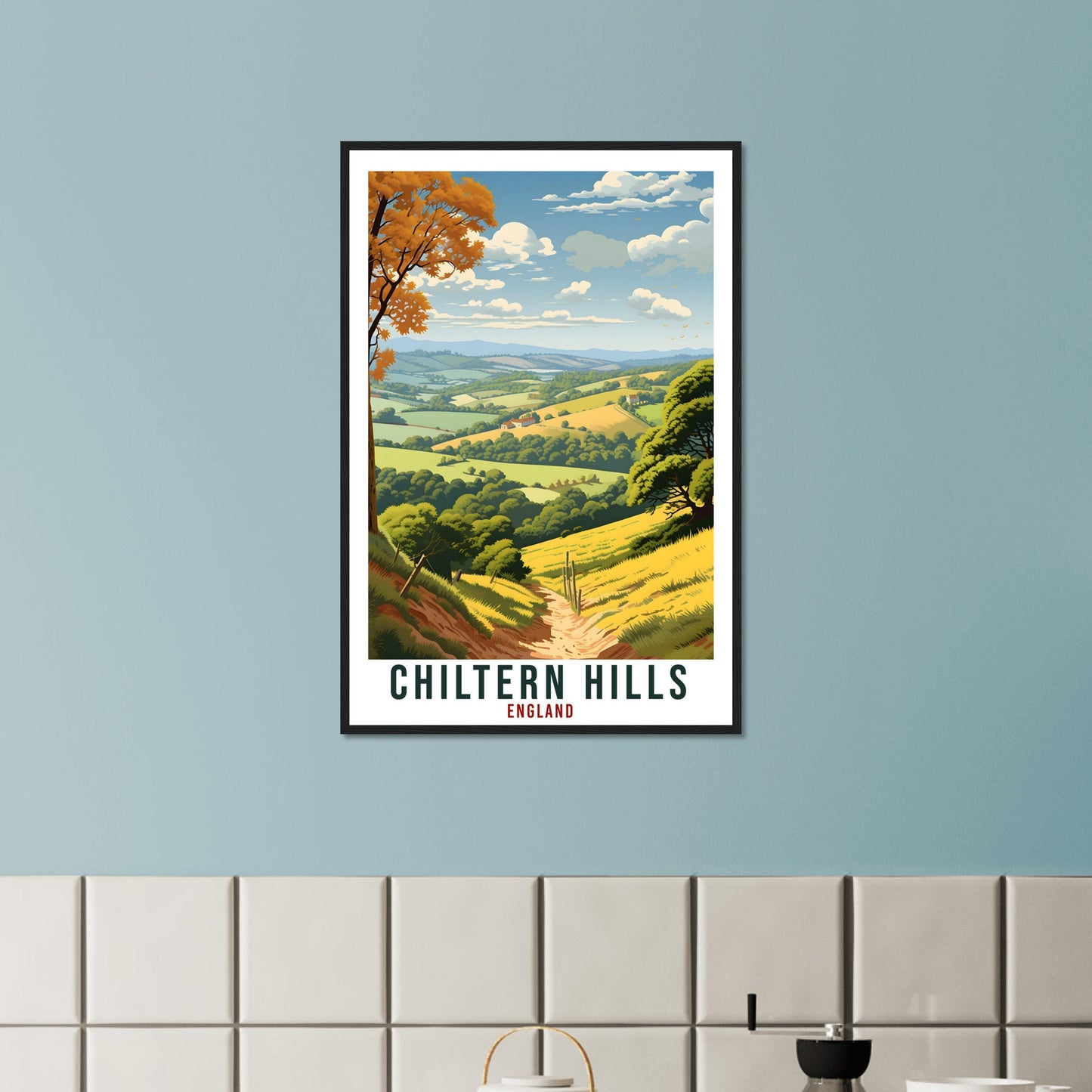 Chiltern Hills Travel Print English Wall Art Home Decor Wall Hanging Travel Art Gift Chiltern Hills Travel Poster England Landscape Artwork