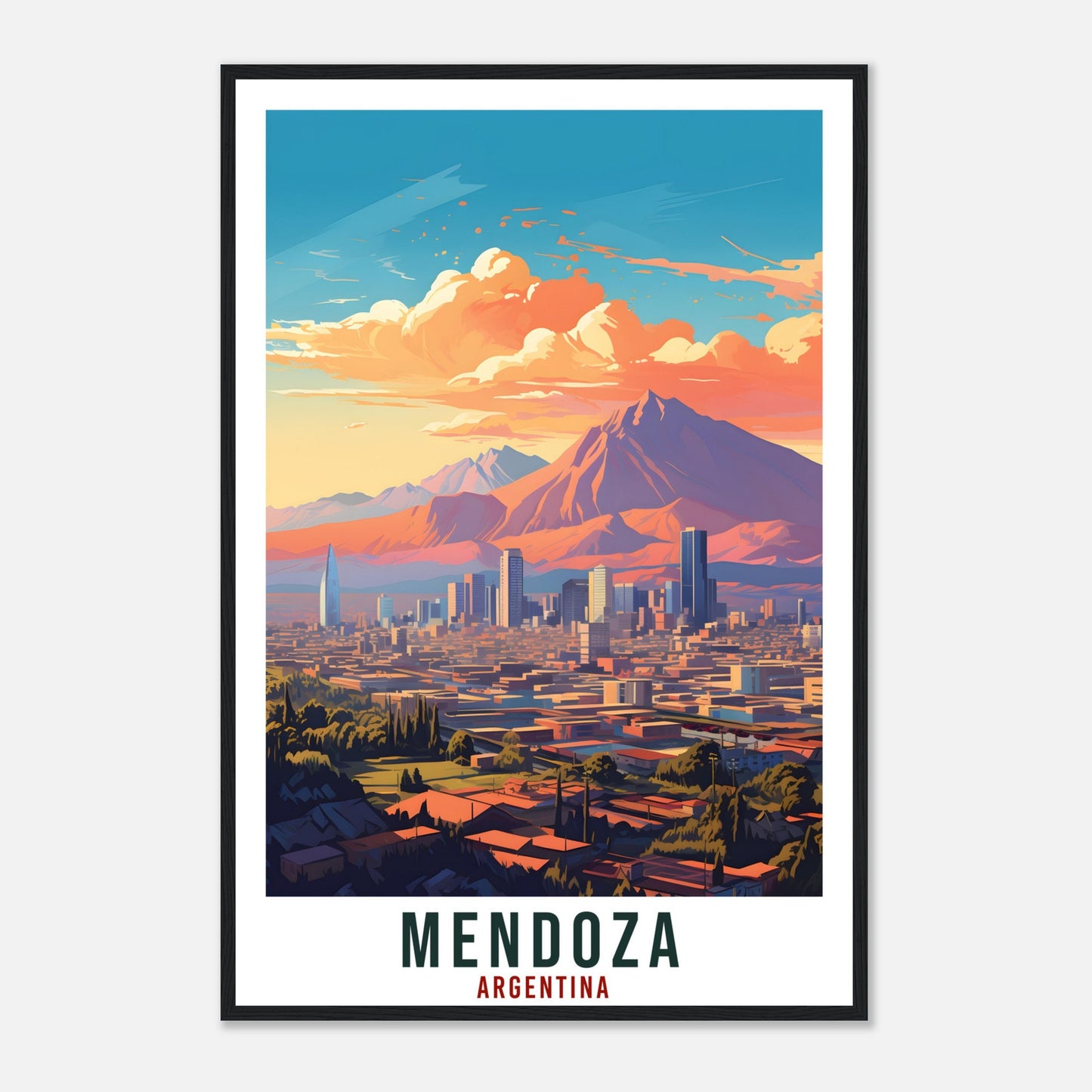 Mendoza Travel Print Wall Art Mendoza Argentina City Landscape Artwork Mendoza Art Gifts Mendoza Travel Poster Argentinian Art Lovers Gift
