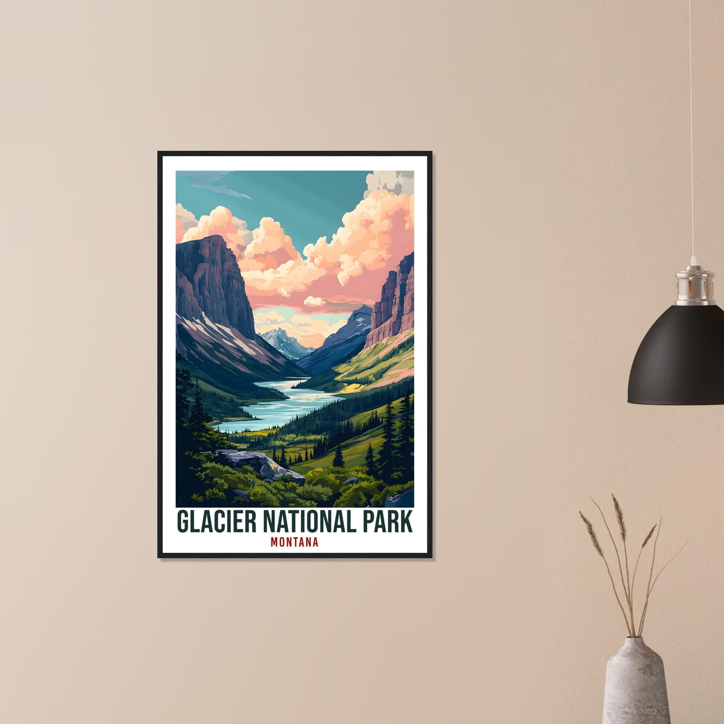 Glacier National Park Montana USA Travel Print Wall Art Wall Hanging Home Décor Montana Gift Travel Art USA Hiking Artwork Travel Poster