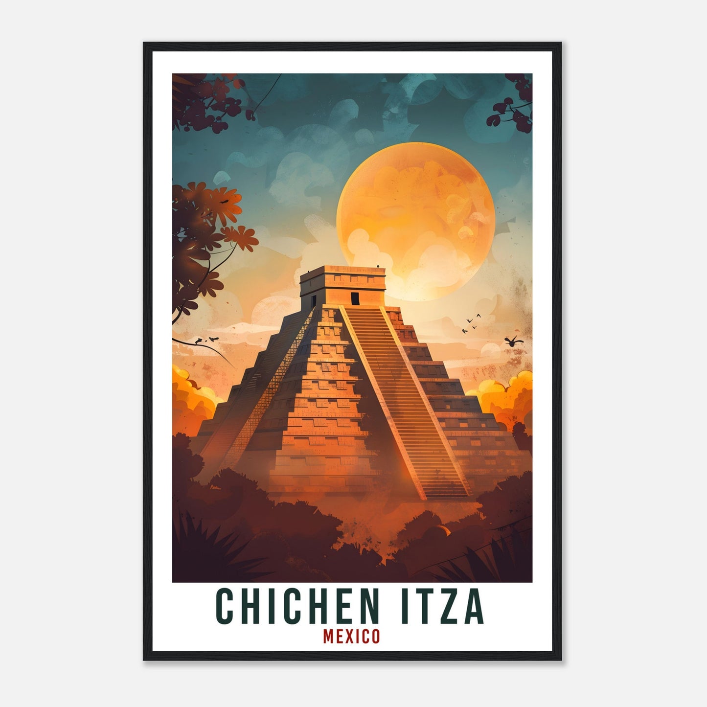 Chichen Itza Mexico Travel Print Mexico Wall Art Wall Hanging Home Décor Chichen Itza Mexico Landmark Artwork South America Travel Poster