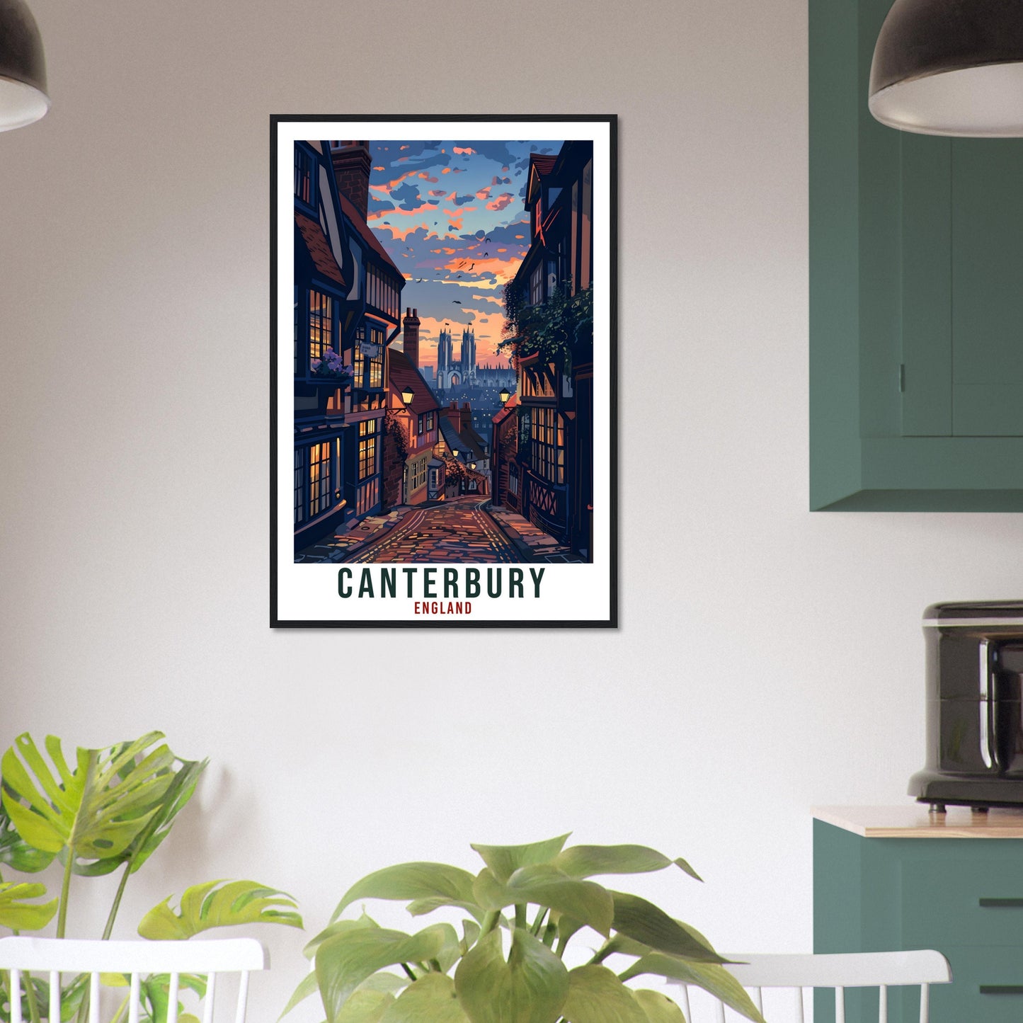 Canterbury Travel Print England Home Decoration Wall Art Gift Wall Hanging Art Lover English Artwork England Canterbury Travel Poster Print