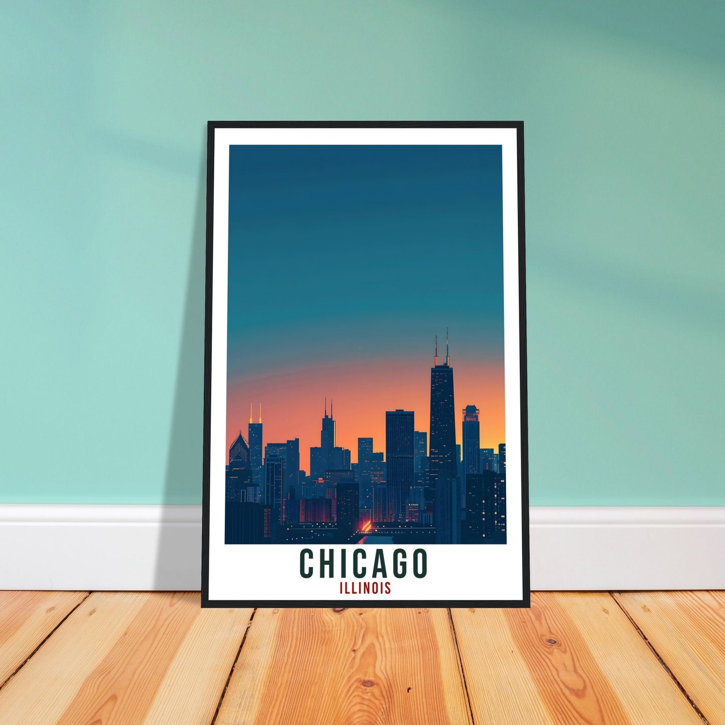 Chicago Travel Print Illinois Home Decoration USA City Wall Art Gift Wall Hanging Art Lover Illinois Artwork Chicago Skyline Travel Poster