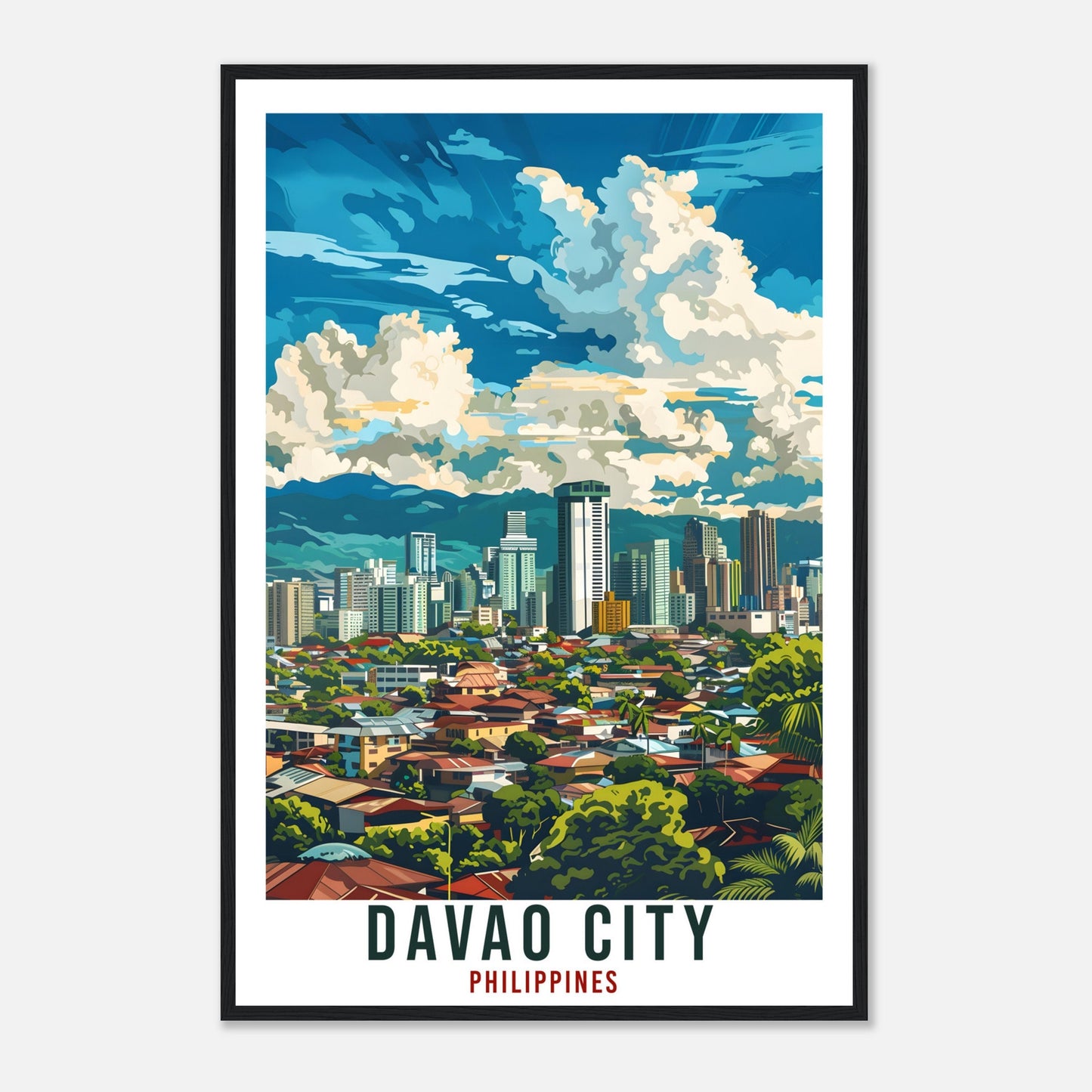 Davao City Philippines Travel Print Wall Art Wall Hanging Home Décor Davao City Gift Landmark Artwork Travel Art Philippines Travel Poster