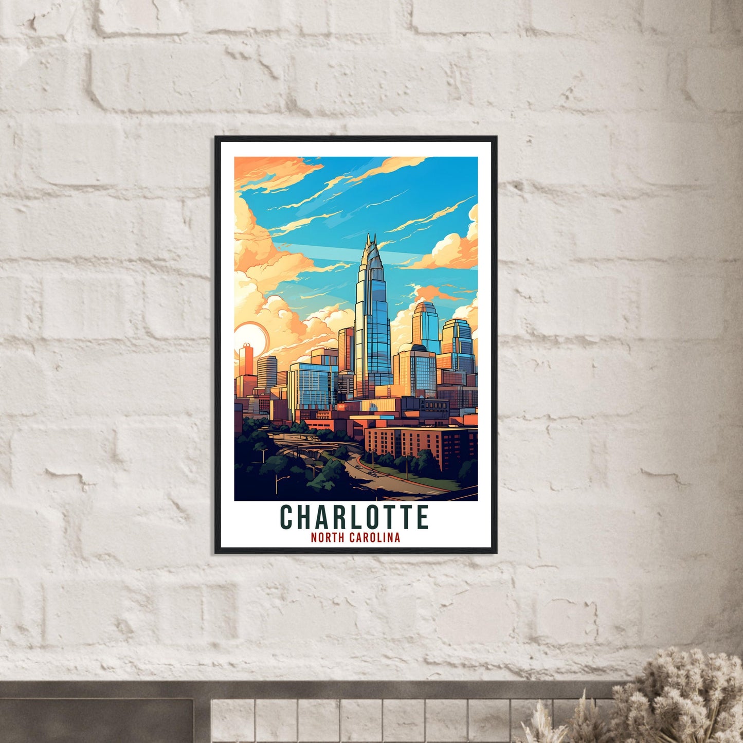 Charlotte Travel Print North Carolina Home Decoration US Wall Art Gift Wall Hanging Art Lover North Carolina Artwork Charlotte Travel Poster