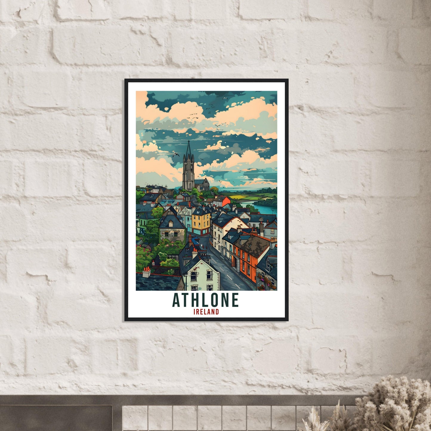 Athlone Travel Print Ireland Wall Art Wall Hanging Home Living Décor Athlone Gift Art Lovers Gift Irish Artwork Gift Ireland Travel Poster