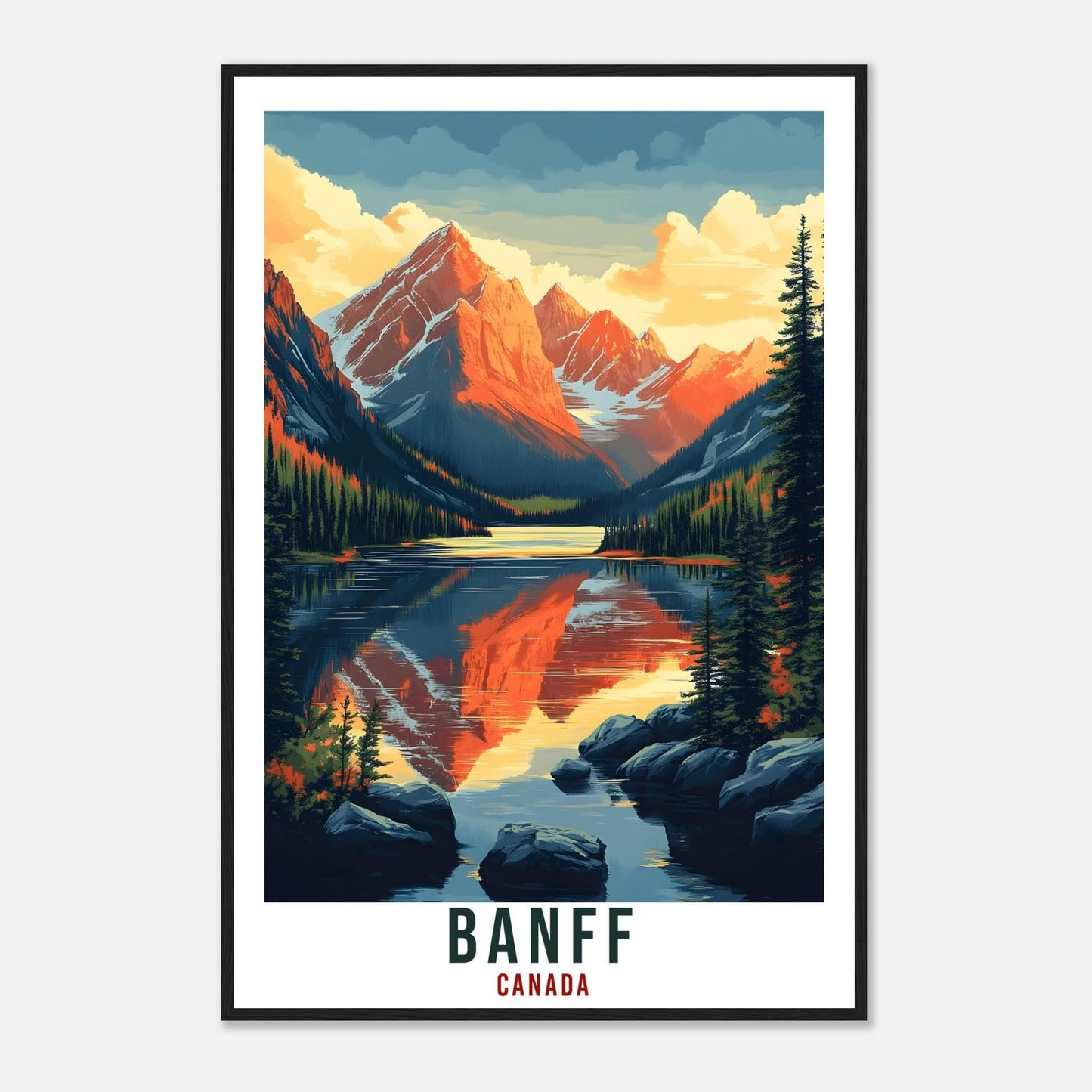 Banff Travel Print Canada Home Decor Banff Wall Art Gift Wall Hanging Art Lover Banff Canadian Artwork Travel Poster North America Art