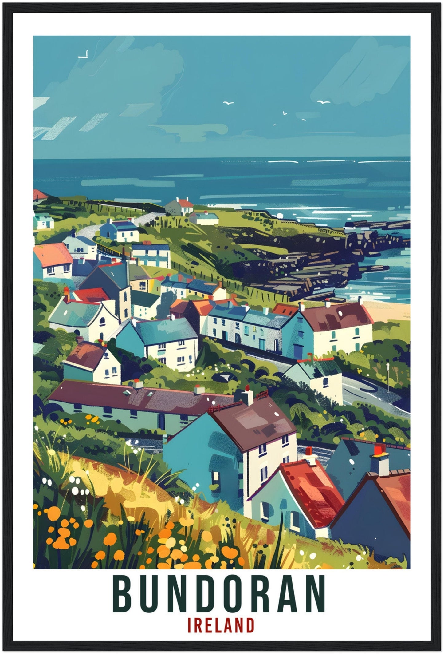 Bundoran Travel Print Ireland Wall Art Wall Hanging Home Living Décor Bundoran Gift Art Lovers Gift Irish Artwork Gift Ireland Travel Poster