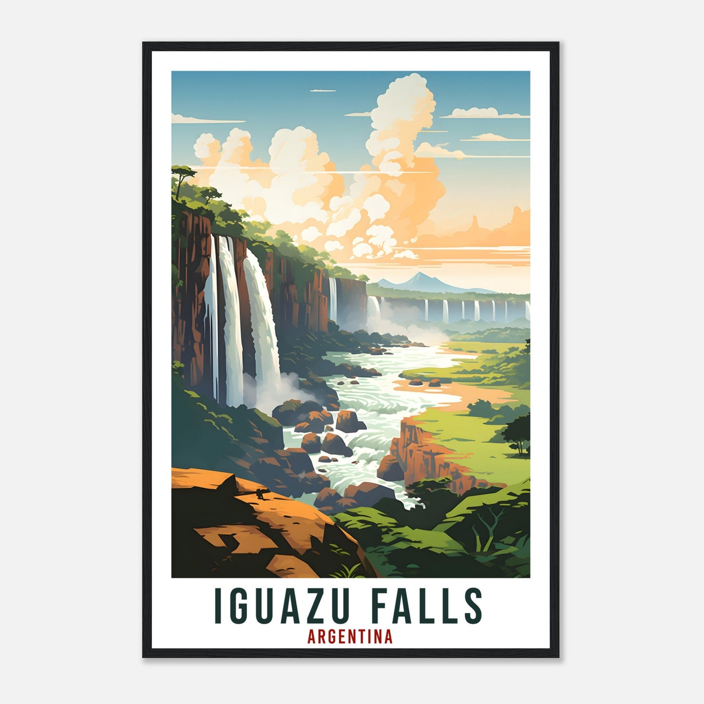 Iguazu Falls Travel Print Wall Art Iguazu Falls Argentina City Landscape Artwork Iguazu Art Gift Iguazu Travel Poster Argentinian Art Lovers