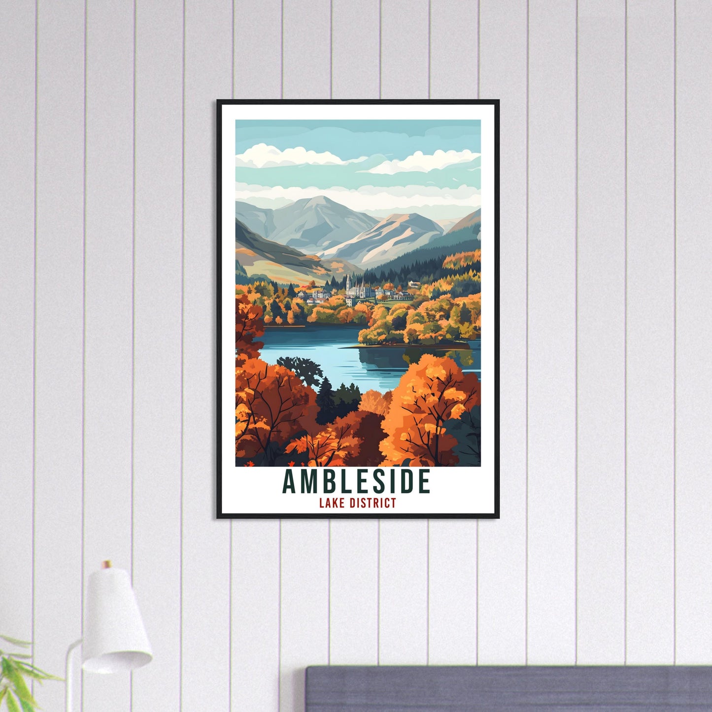 Ambleside Travel Print Lake District Home Decor Ambleside Wall Art Wall Hanging Art Lover Lake District Artwork Travel Poster Cumbria Travel