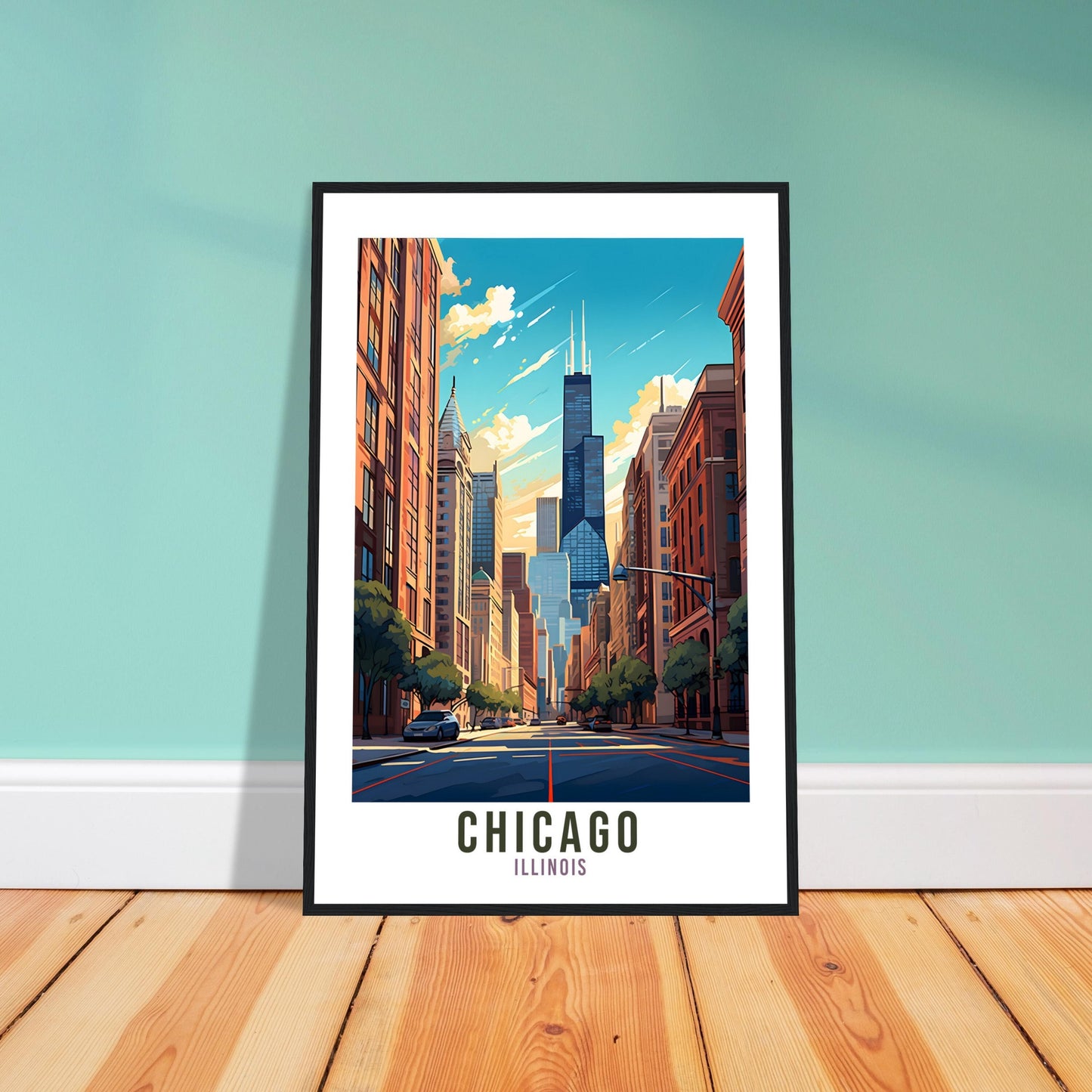 Chicago Travel Print Wall Art Chicago Illinois Wall Art Chicago Travel Poster USA Home Decor Chicago Art Lovers Gift Chicago City Travel Art