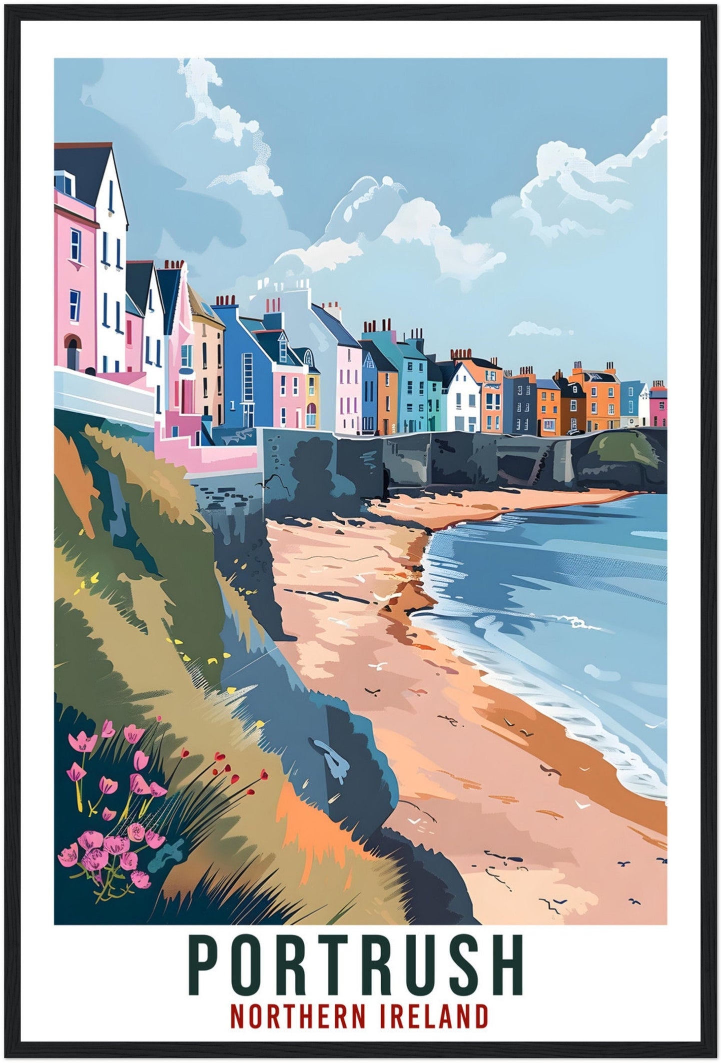 Portrush Travel Print Ireland Wall Art Wall Hanging Décor Portrush Gift Art Lovers Gift Irish Artwork Gift Northern Ireland Travel Poster