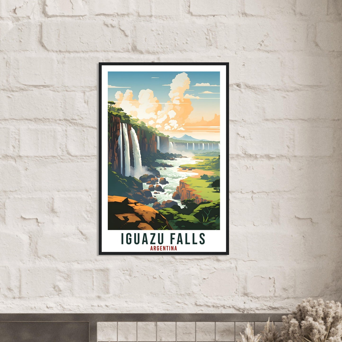 Iguazu Falls Travel Print Wall Art Iguazu Falls Argentina City Landscape Artwork Iguazu Art Gift Iguazu Travel Poster Argentinian Art Lovers