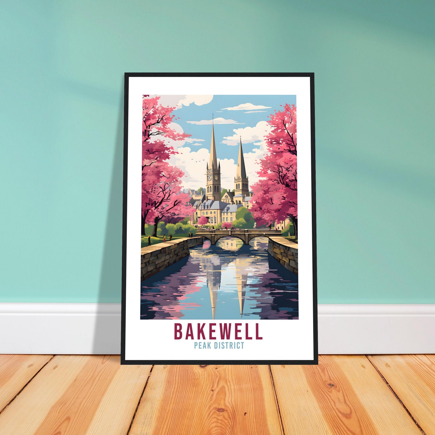Bakewell Travel Print Peak District Home Decoration Derbyshire Landscape England Nature Wall Hanging Bakewell Artwork Travel Poster