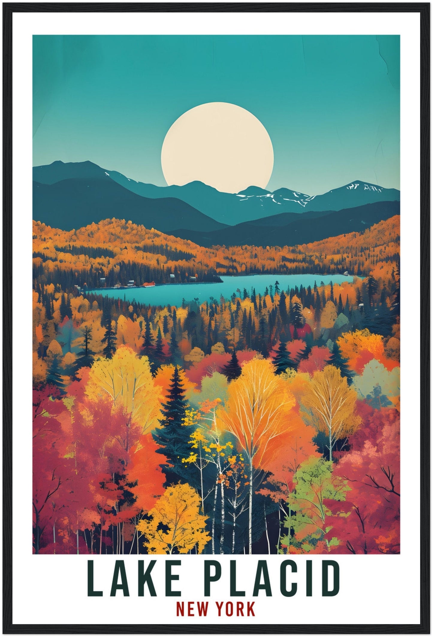 Lake Placid Travel Print New York Home Decoration USA City Wall Art Gift Wall Hanging Art Lover New York Artwork Lake Placid Travel Poster