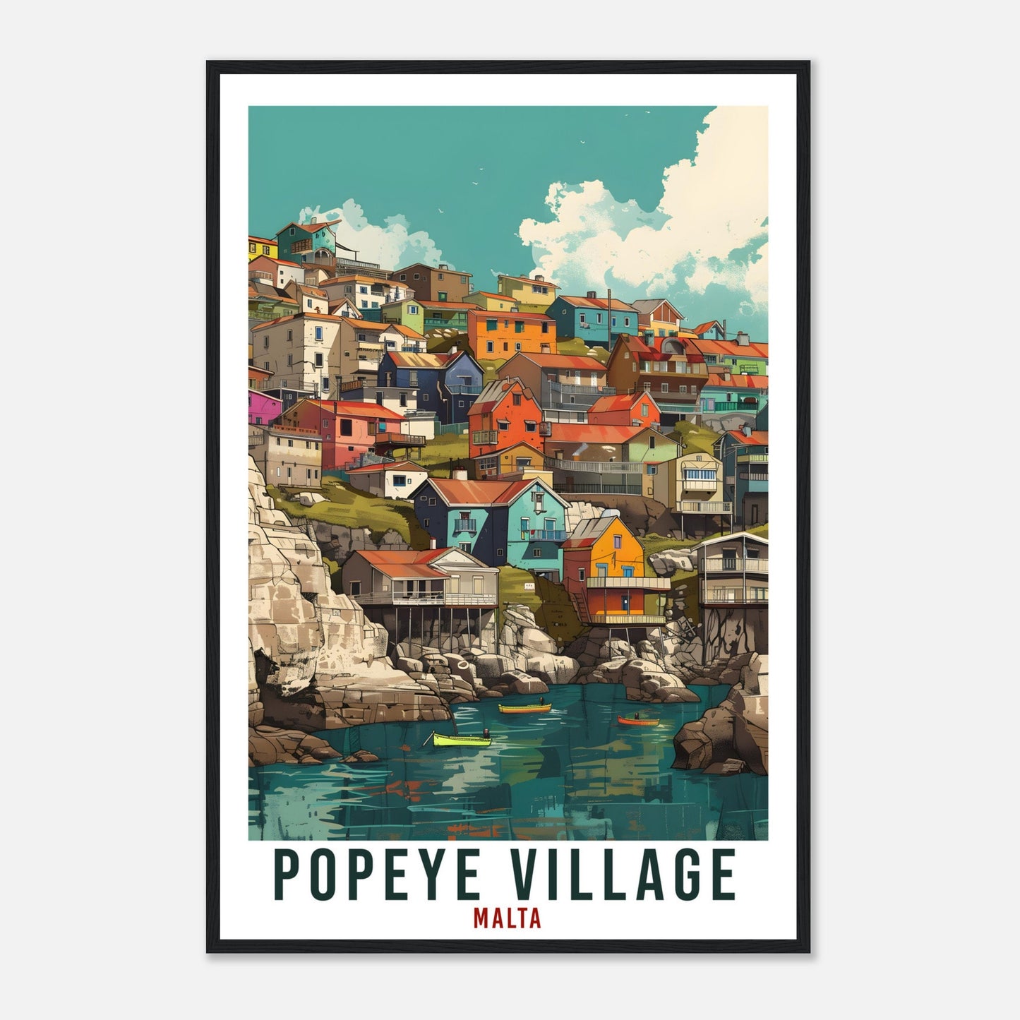 Popeye Village Travel Print Malta Wall Art Wall Hanging Home Décor Popeye Village Gift Art Lover Gift Malta Artwork Gift Malta Travel Poster