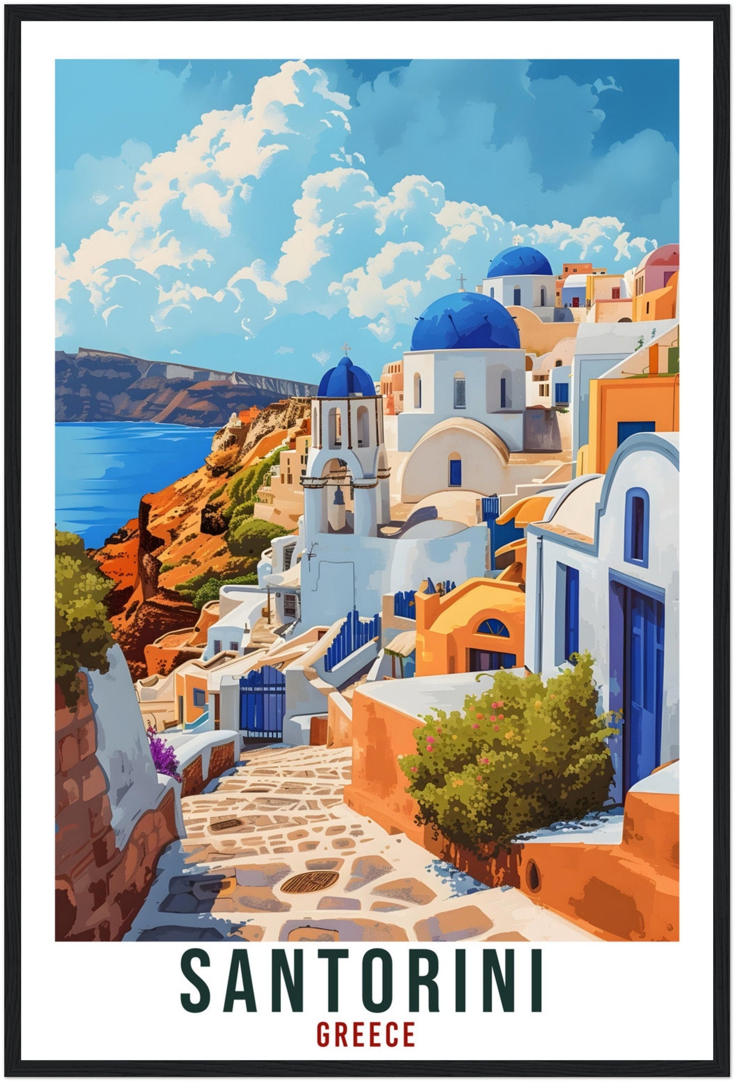 Santorini Travel Poster Greece Home Decor Santorini Greek Island Wall Art Gift Wall Hanging Art Lover Greece Artwork Santorini Travel Print