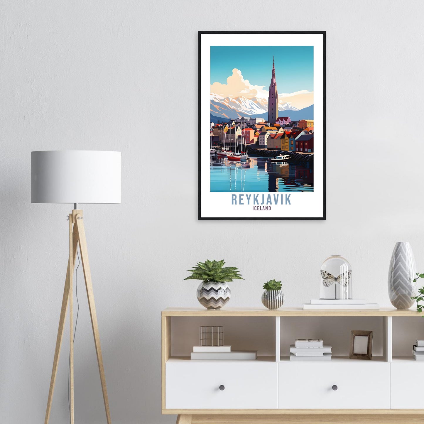 Reykjavik Travel Print Gift Iceland Reykjavik Travel Poster Reykjavik Wall Art Cityscape Reykjavik Illustration Home Decor Wall Hanging