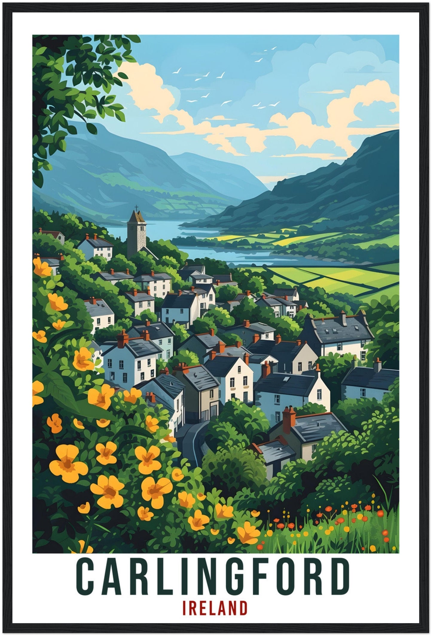 Carlingford Travel Print Ireland Home Decoration Ireland Wall Art Gift Wall Hanging Art Lover Irish Artwork Carlingford Irish Travel Poster