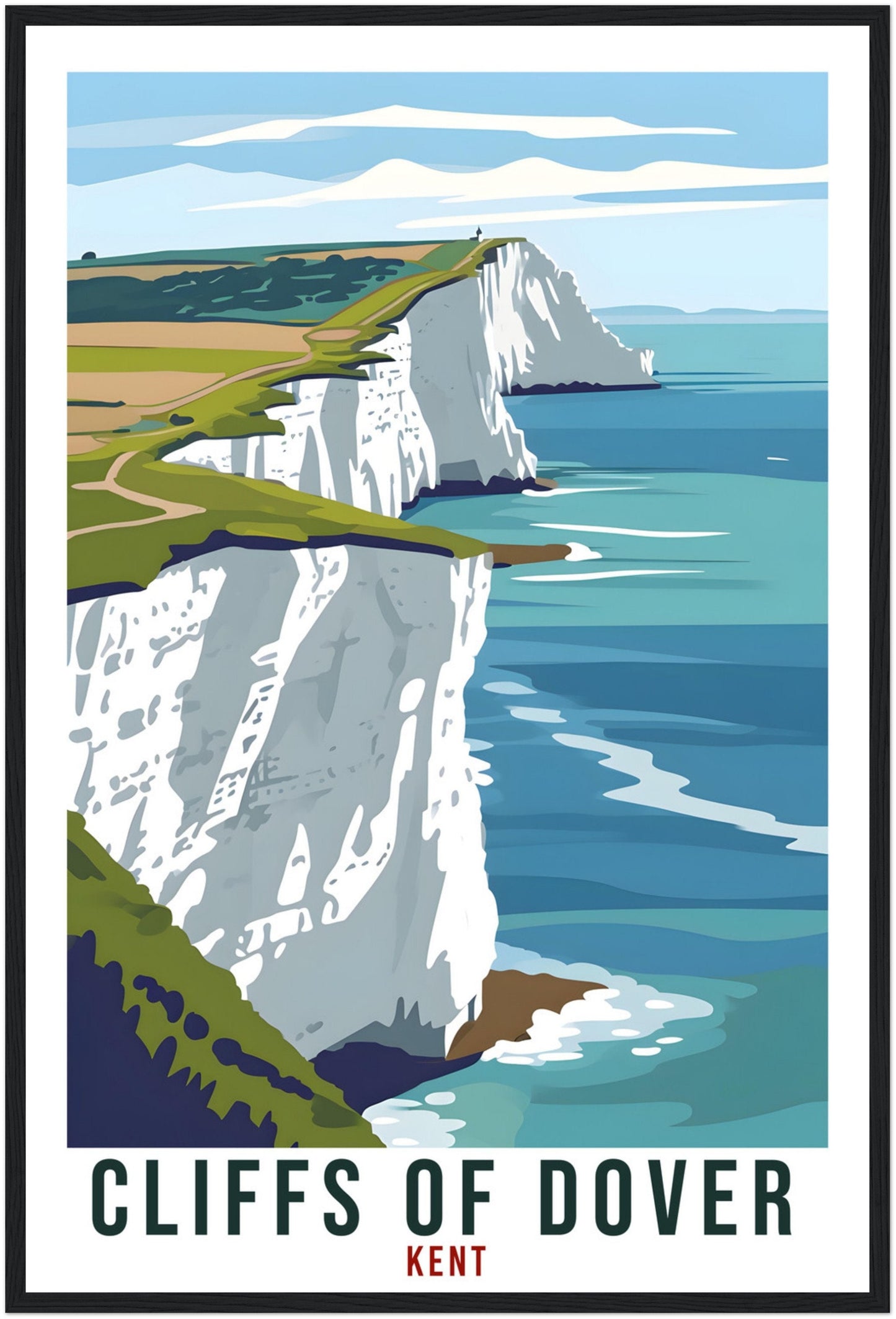 Cliffs Of Dover Travel Poster English Wall Art Home Decor Wall Hanging Travel Art Gift Cliffs Of Dover Travel Print Kent Landscape Artwork