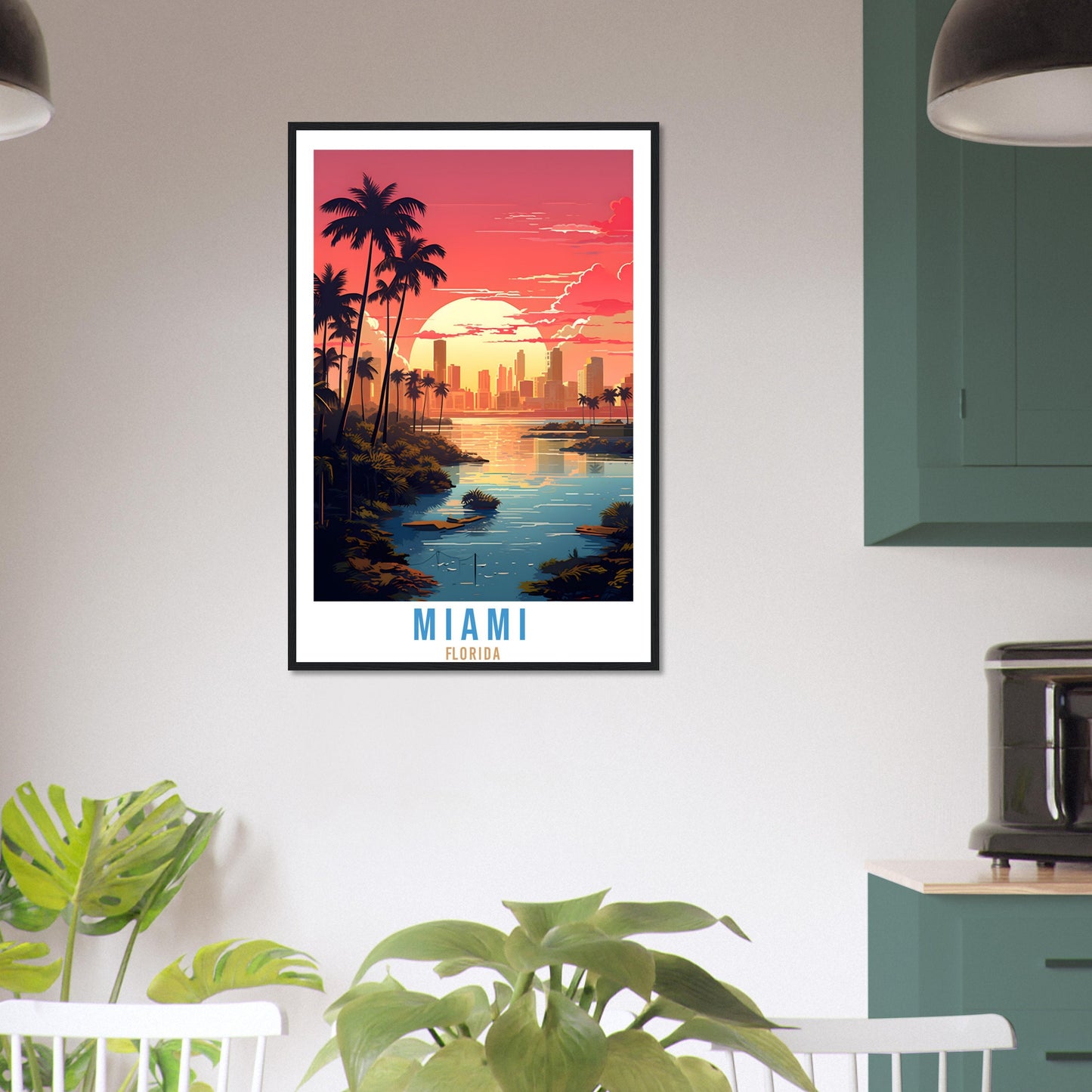 Miami Florida Travel Print Wall Miami Sunset Wall Hanging Travel Poster Miami City Landscape Florida Home Decor Florida Gift Travel Art