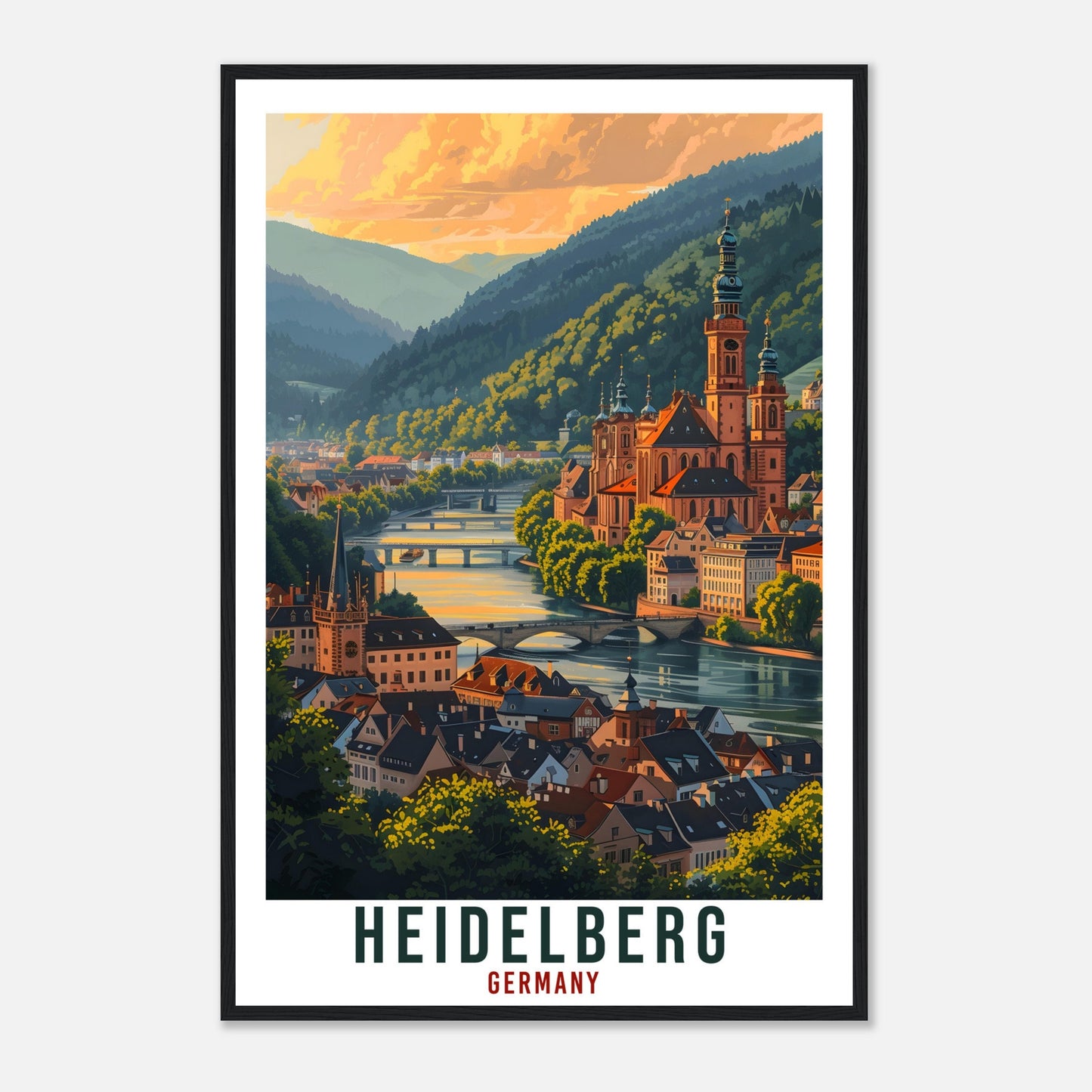 Heidelberg Travel Print Germany Home Decoration German City Wall Art Gift Wall Hanging Art Lover Germany Artwork Heidelberg Travel Poster