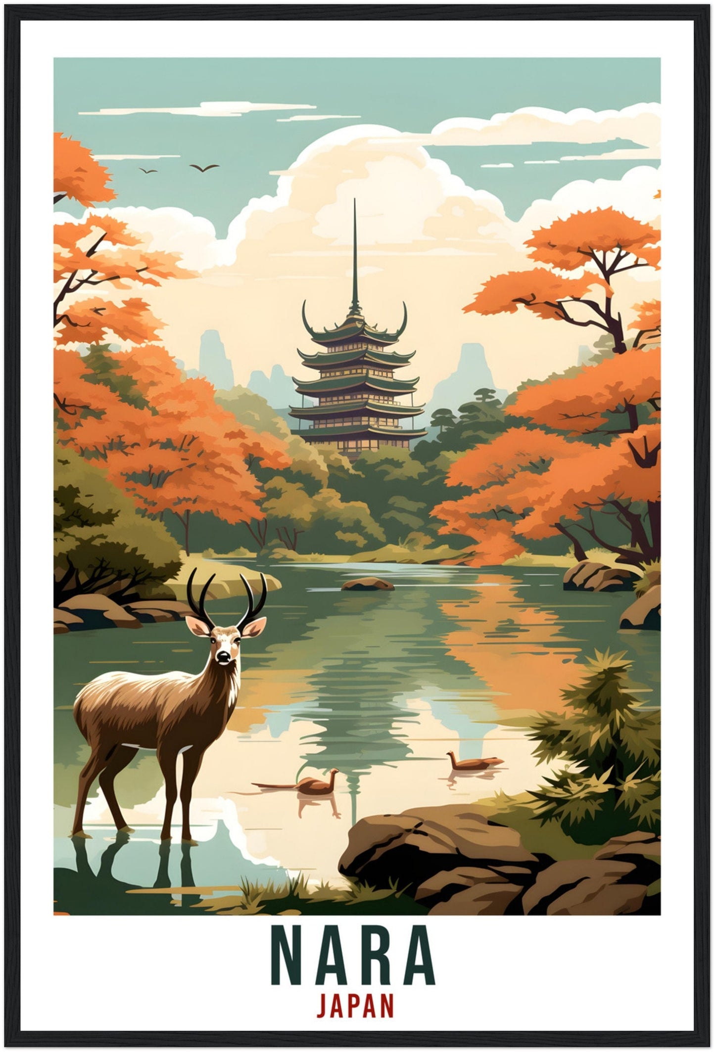 Nara Travel Print Japan Home Decoration Wall Art Gift Wall Hanging Art Lover Japanese Artwork Japan Nara Deer Travel Poster Cityscape Print