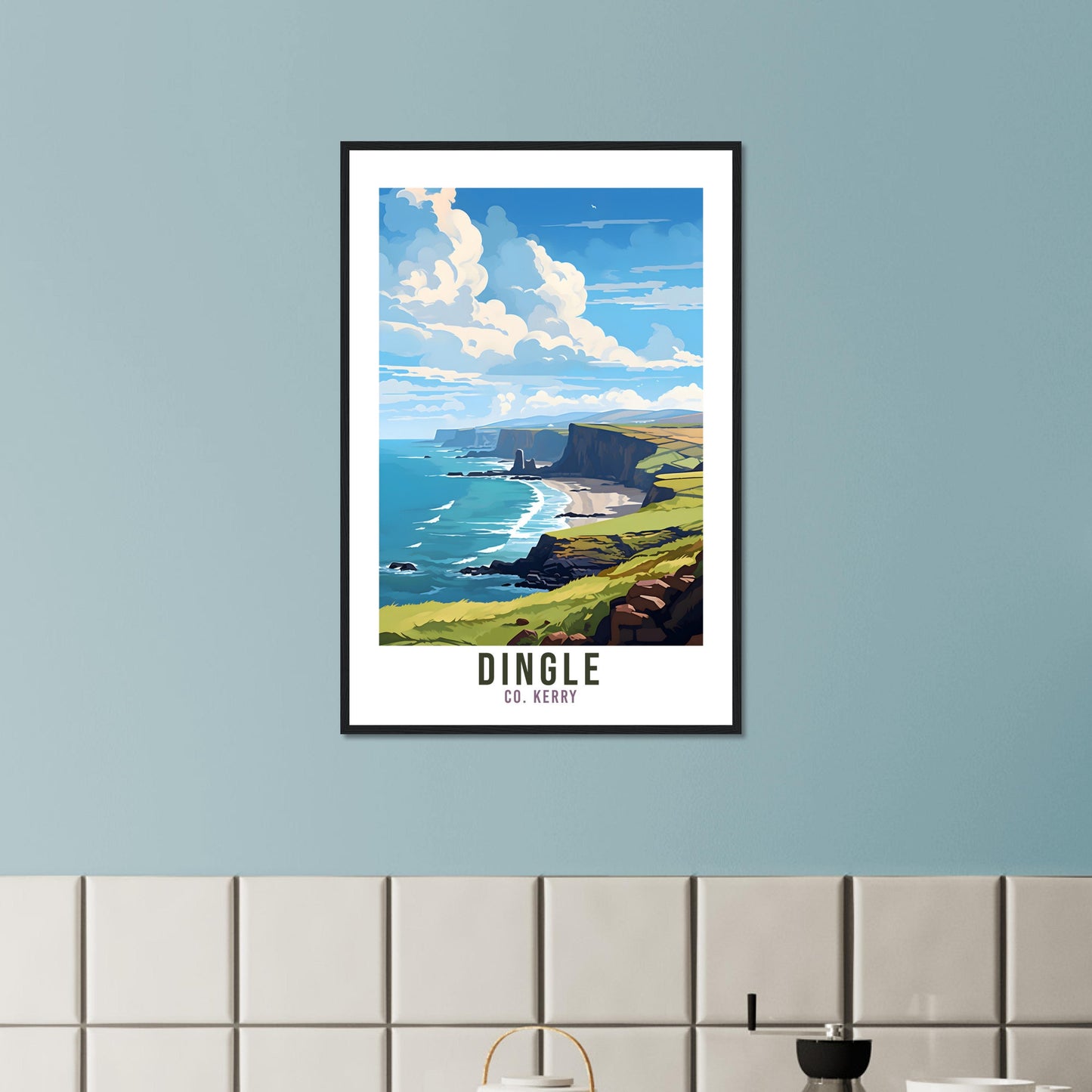 Dingle Travel Print Ireland Co. Kerry Seaside Coastal Landscape Wall Hanging Dingle Peninsula Artwork Gift Irish Coast Art Poster Gift