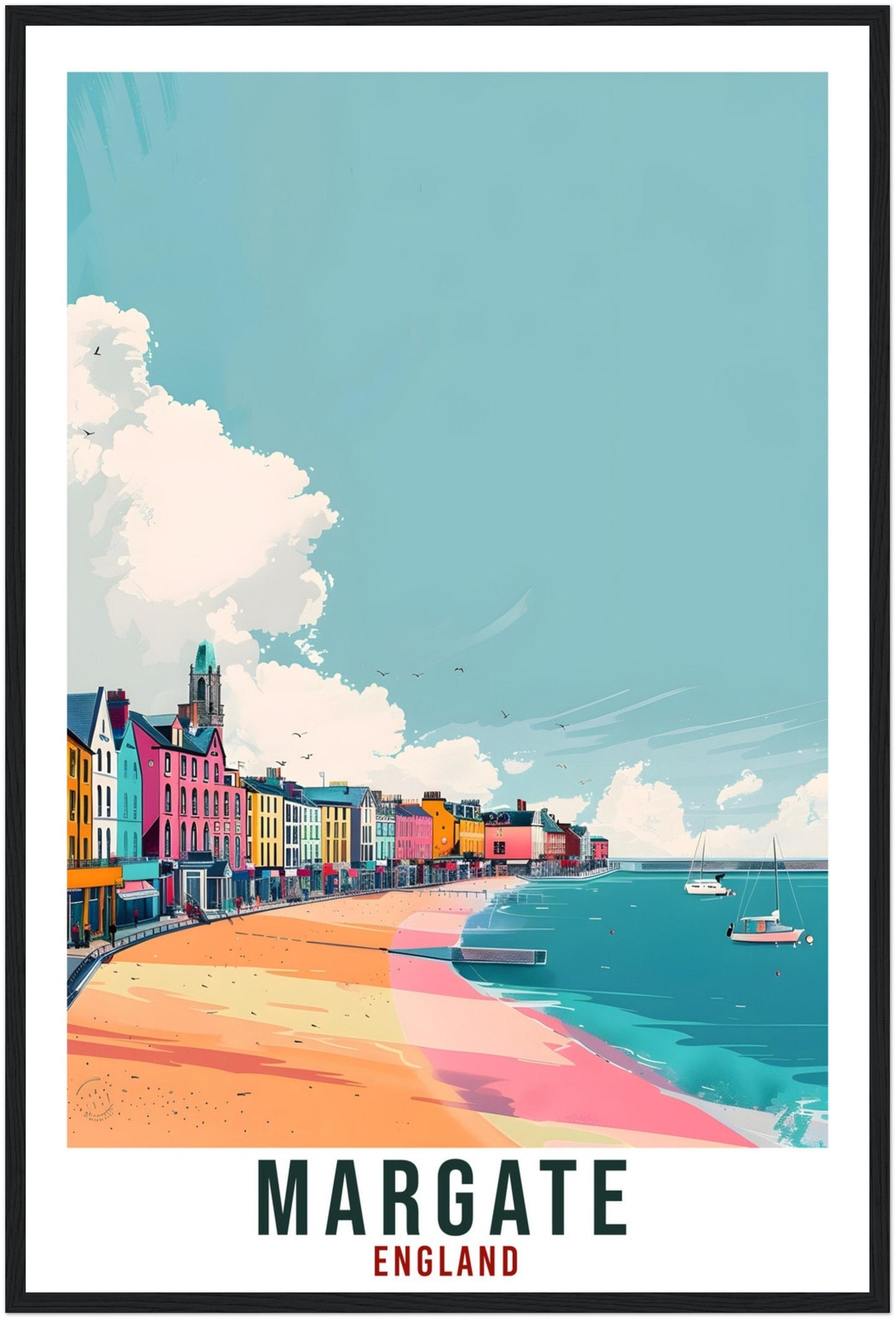 Margate Travel Print Wall Art Wall Hanging Home Living Décor Margate Gift Art Lovers Gift UK Artwork Print Margate England Travel Poster