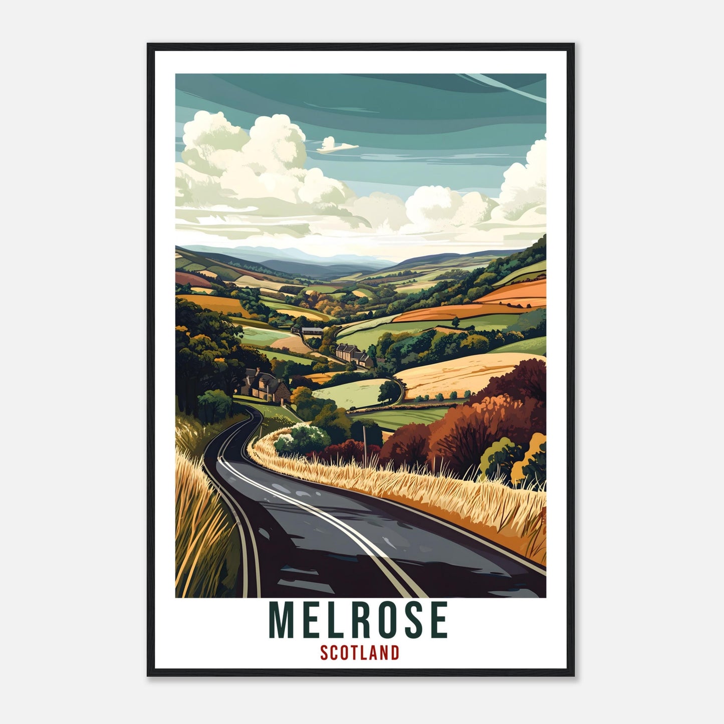 Melrose Travel Print Scotland Home Decor Melrose Wall Art Wall Hanging Art Lover Scotland Artwork Travel Poster Melrose Travel Art Gift
