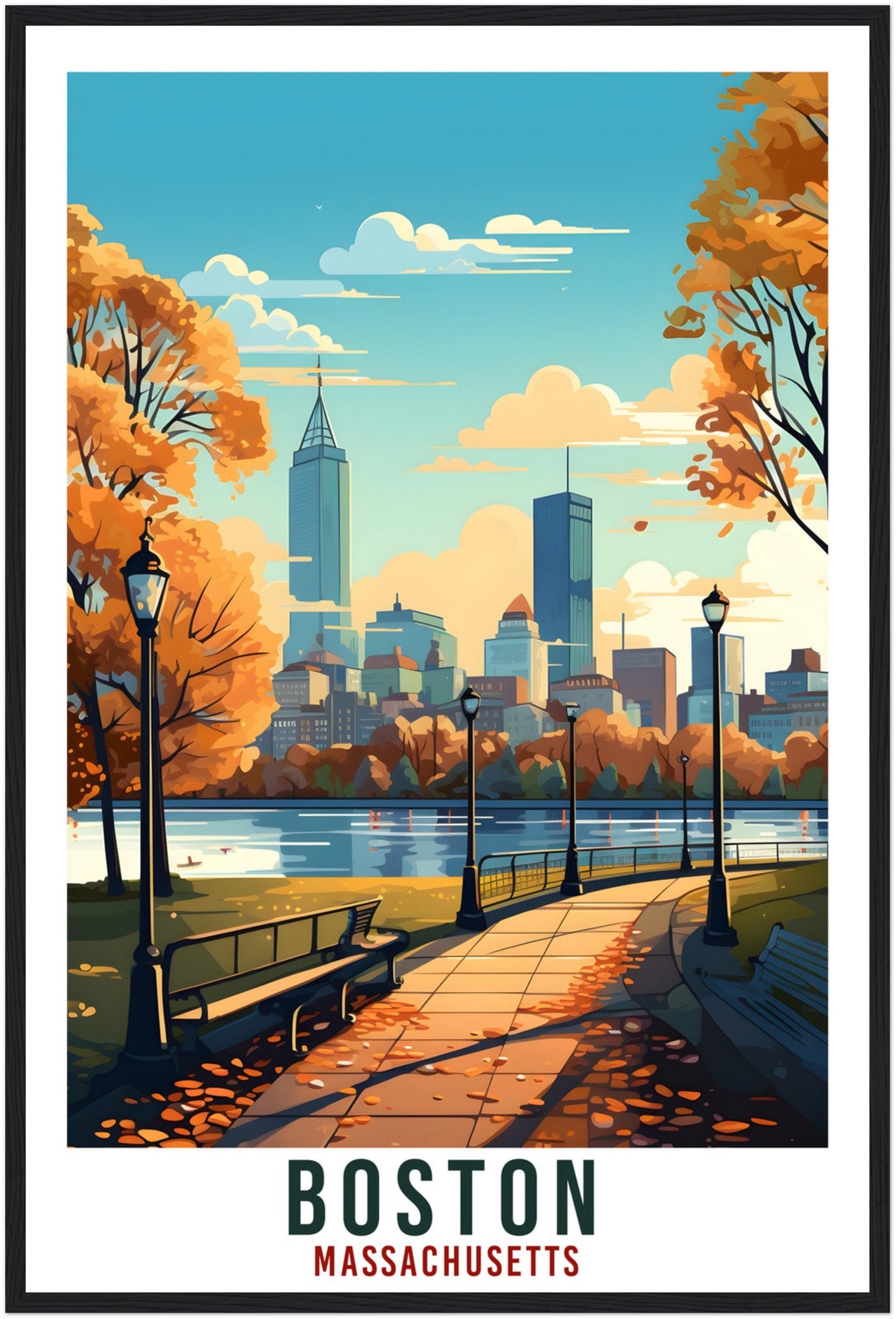 Boston Travel Print Massachusetts Home Decoration USA City Wall Art Gift Wall Hanging Art Lover Massachusetts Artwork Boston Travel Poster