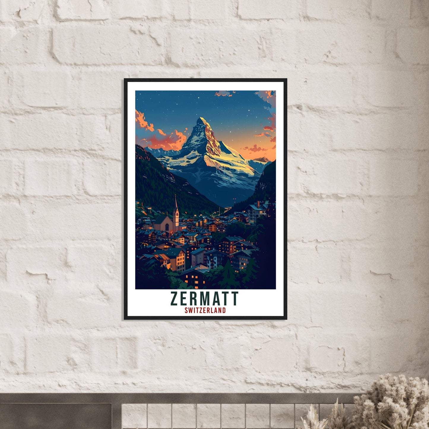 Zermatt Travel Print Swiss Wall Art Wall Hanging Home Living Décor Zermatt Gift Art Lovers Gift Switzerland Artwork Gift Swiss Travel Poster