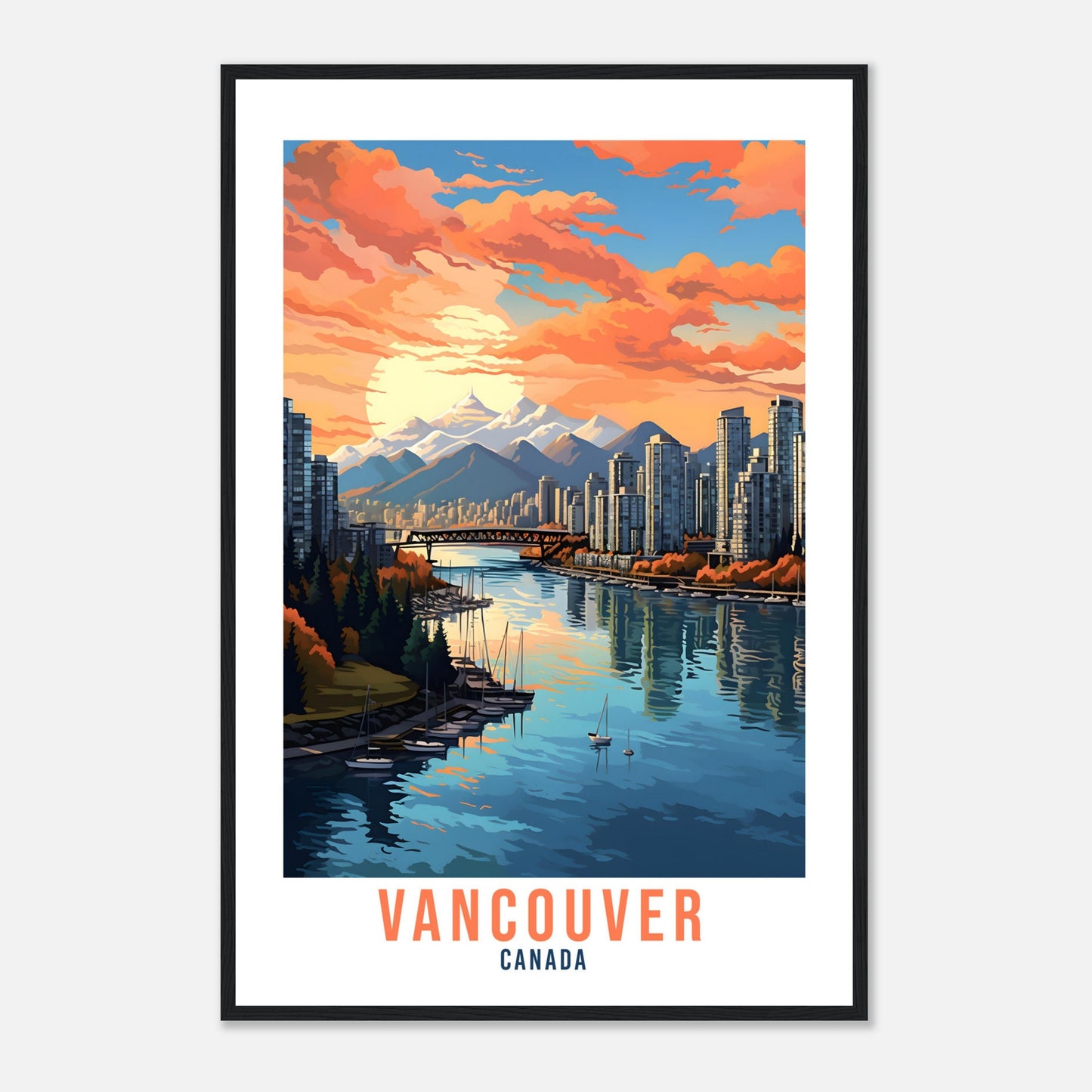 Vancouver Travel Print Wall Art Vancouver Canada Wall Hanging Home Decoration Vancouver City Sunset Wall Art Print Vancouver Canada Poster
