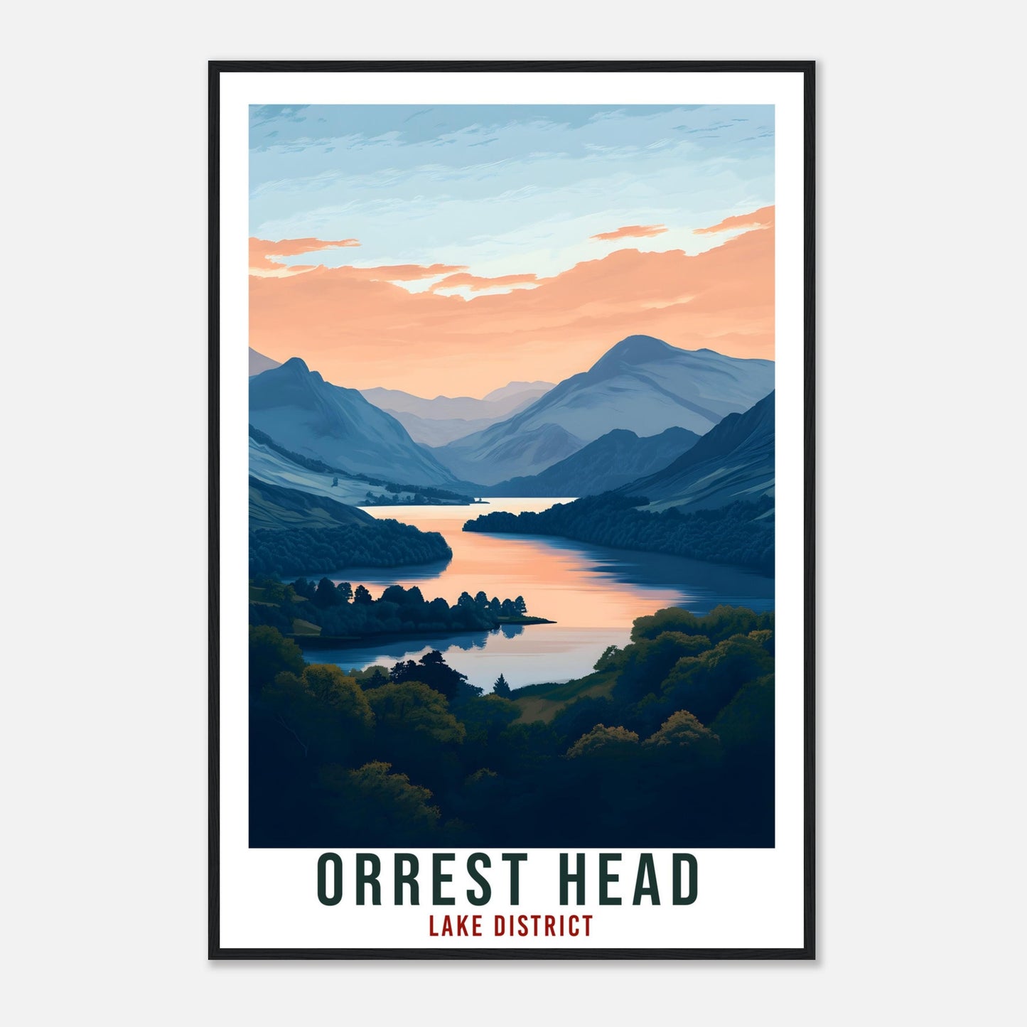 Orrest Head Travel Print Lake District Home Orrest Head Wall Art Wall Hanging Art Lover Lake District Artwork Travel Poster Cumbria Travel