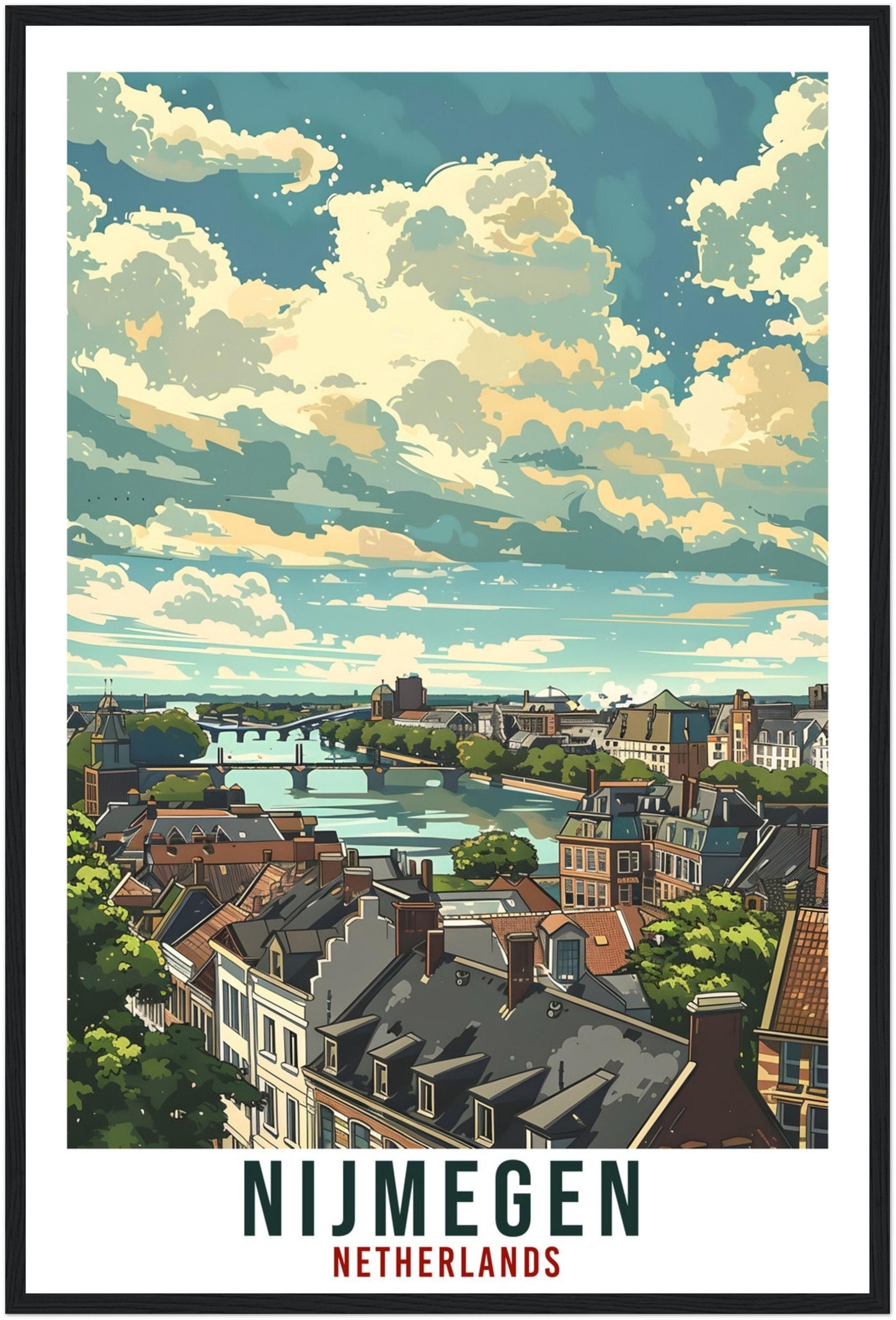 Nijmegen Travel Print Holland Wall Art Wall Hanging Home Décor Nijmegen Gift Art Print Gift Dutch Artwork Gift The Netherlands Travel Poster
