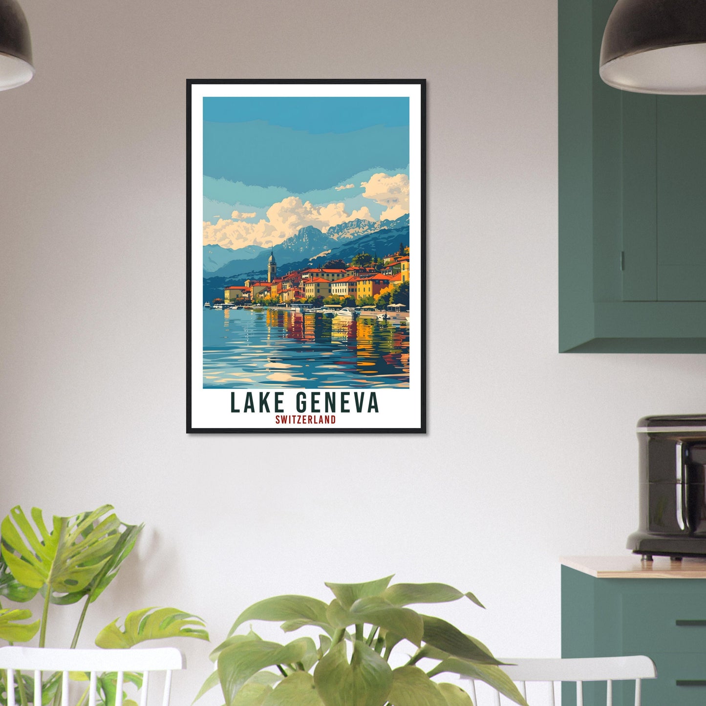 Lake Geneva Travel Print Swiss Wall Art Wall Hanging Home Décor Lake Geneva Gift Art Lover Gift Switzerland Artwork Gift Swiss Travel Poster