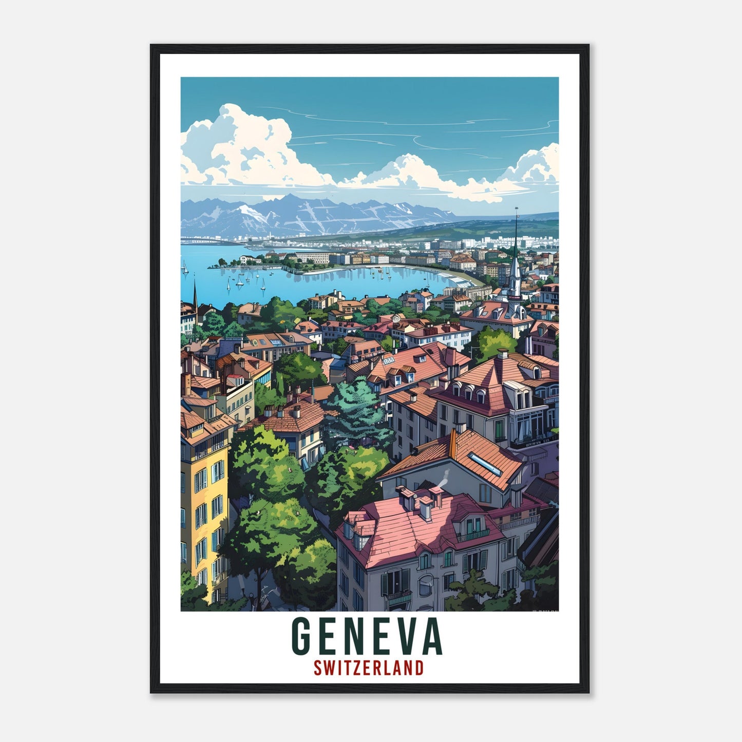 Geneva Travel Print Swiss Wall Art Wall Hanging Home Living Décor Geneva Gift Art Lovers Gift Switzerland Artwork Gift Swiss Travel Poster