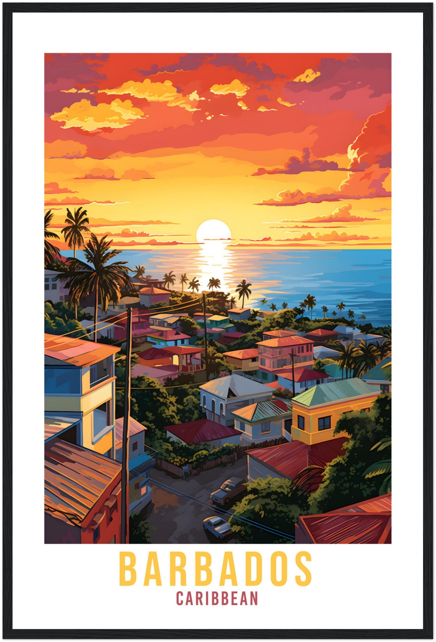 Barbados Travel Print Wall Art Barbados Sunset Wall Hanging Home Décor Caribbean Gift Art Lovers Bridgetown Travel Poster Barbados Print