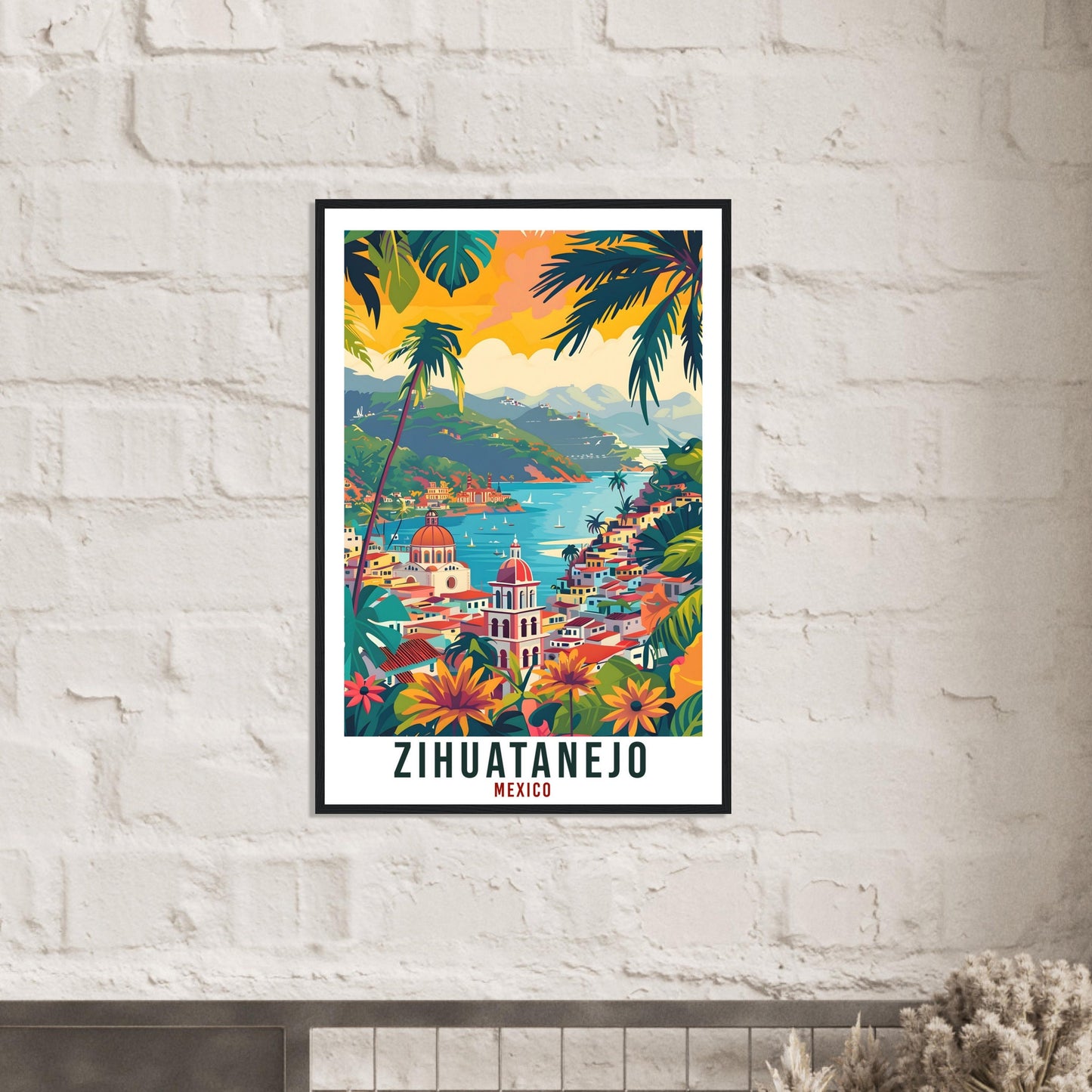 Zihuatanejo Mexico Travel Print Mexico Wall Art Wall Hanging Home Décor Zihuatanejo Mexico Landmark Artwork Travel Art Mexican Travel Poster