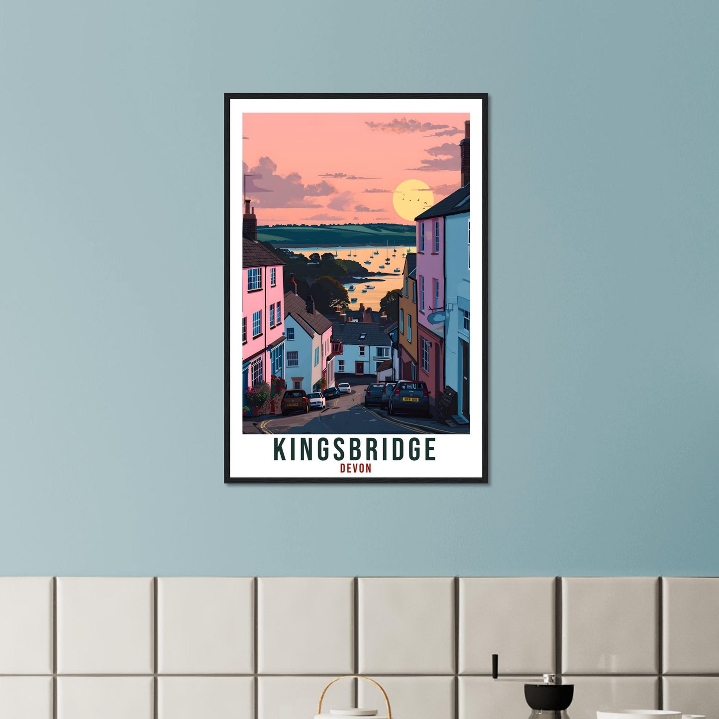 Kingsbridge Travel Print Devon Wall Art Home Decor Wall Hanging Travel Art Gift Devon Travel Poster England Landscape Artwork Art Lover Gift