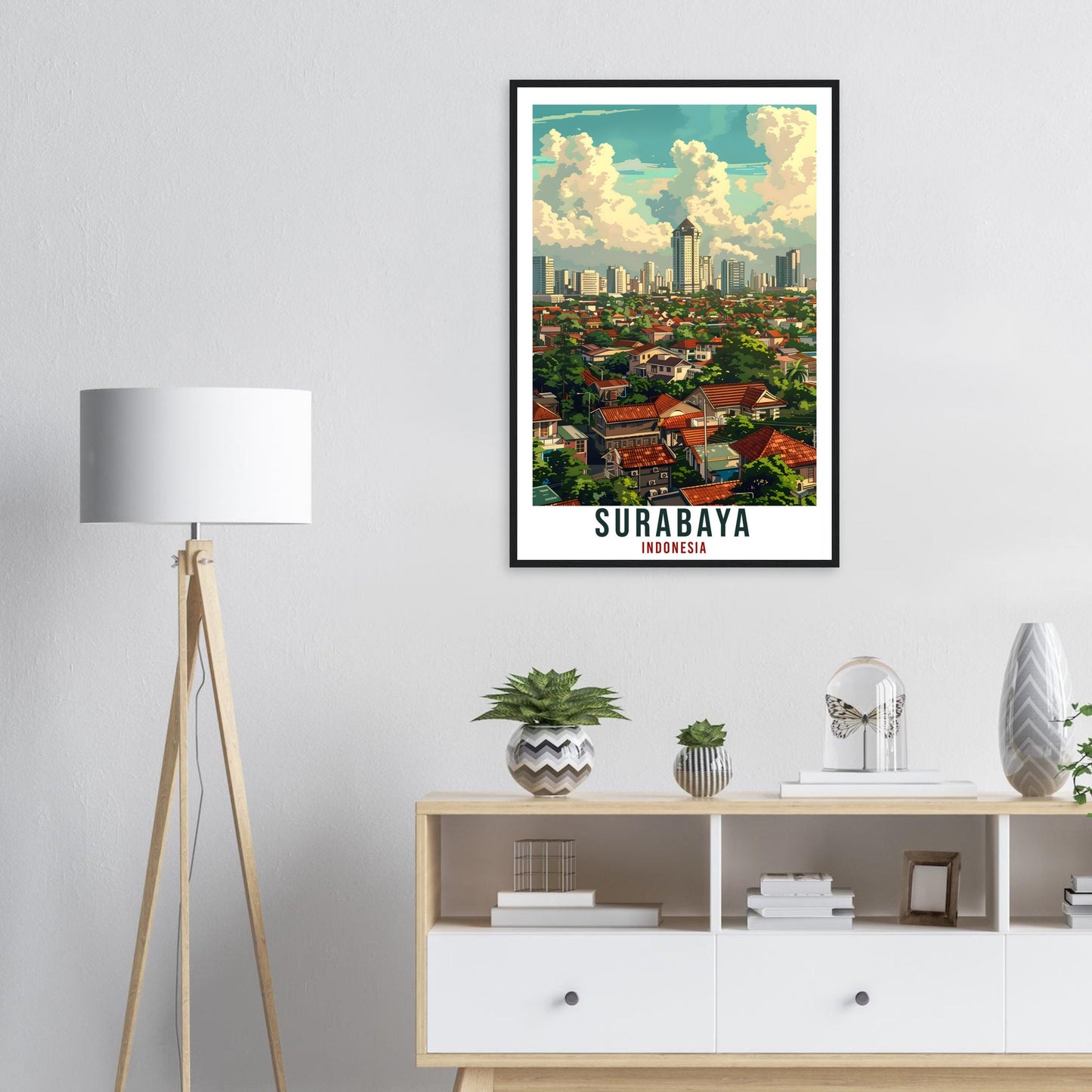 Surabaya Travel Print Wall Art Wall Hanging Home Décor Surabaya Gift Landmark Artwork Travel Art Lovers Indonesia Surabaya Travel Poster