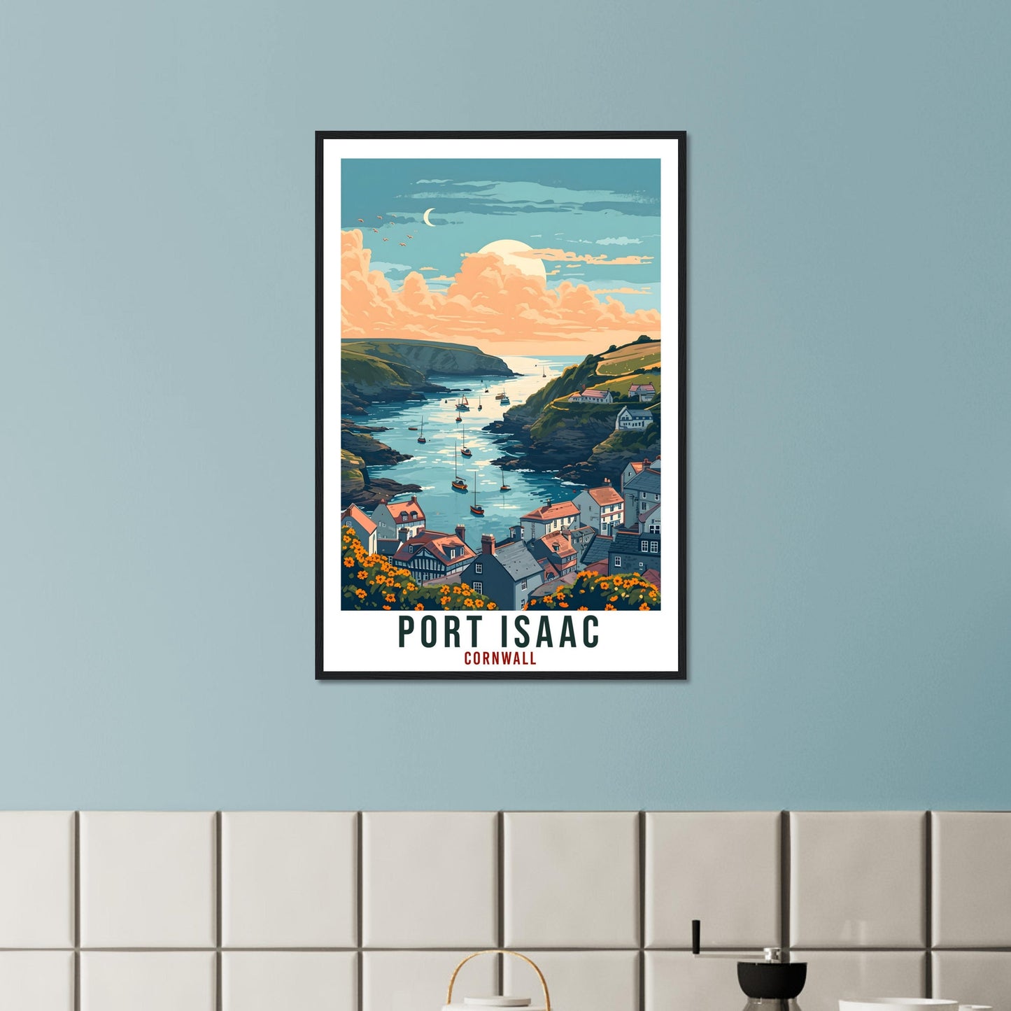 Port Issac Travel Poster Cornwall Wall Art Home Decor Wall Hanging Travel Art Gift Port Issac Travel Print England Landscape Artwork Gift