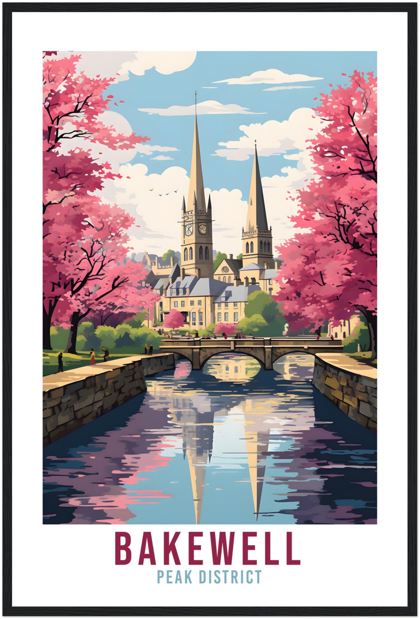 Bakewell Travel Print Peak District Home Decoration Derbyshire Landscape England Nature Wall Hanging Bakewell Artwork Travel Poster