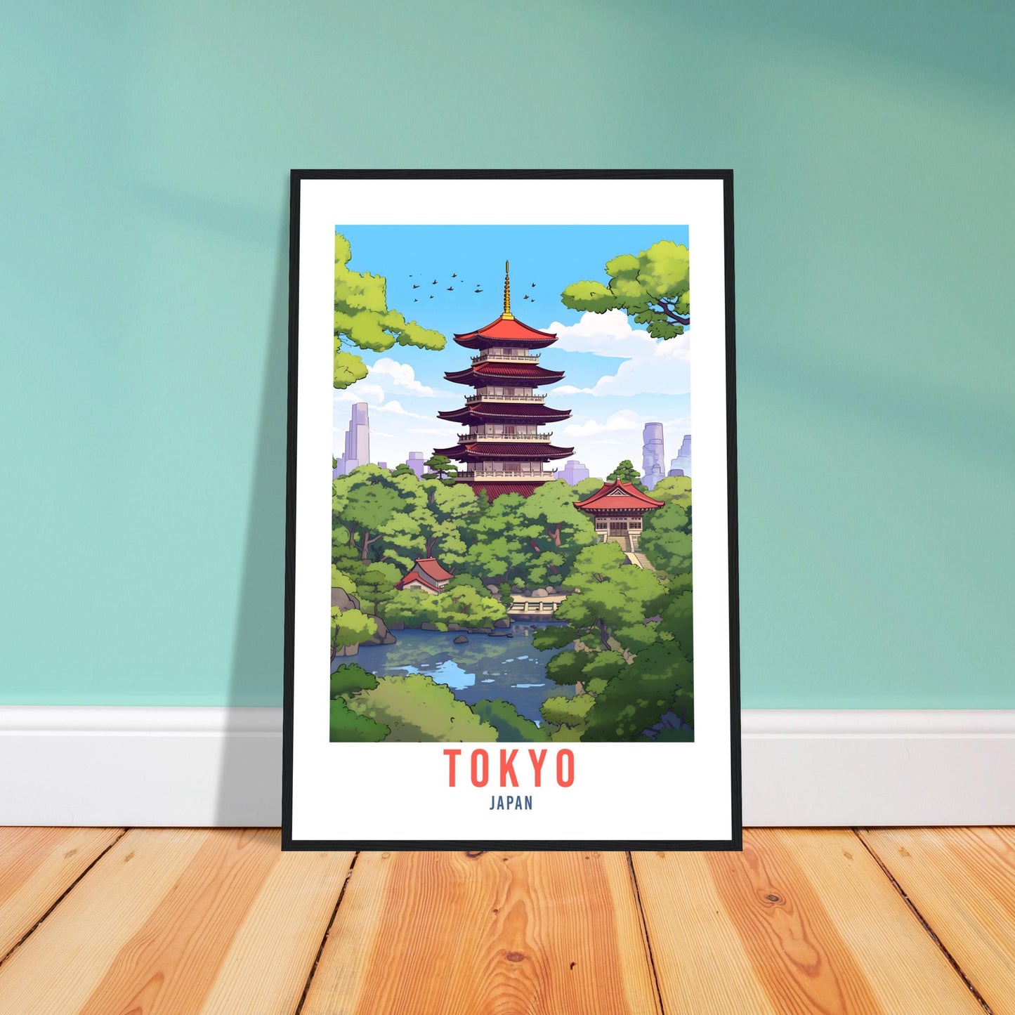 Tokyo Temple Travel Poster Tokyo Wall Hanging Japan Artwork Travel Print Wall Art Tokyo Japan Asia Home Decor Tokyo Gift Travel Art Japan