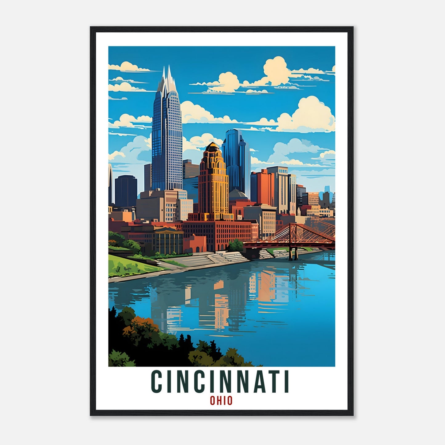 Cincinnati Travel Print Ohio Home Decoration USA City Wall Art Gift Wall Hanging Art Lover Ohio Artwork Cincinnati Travel Poster