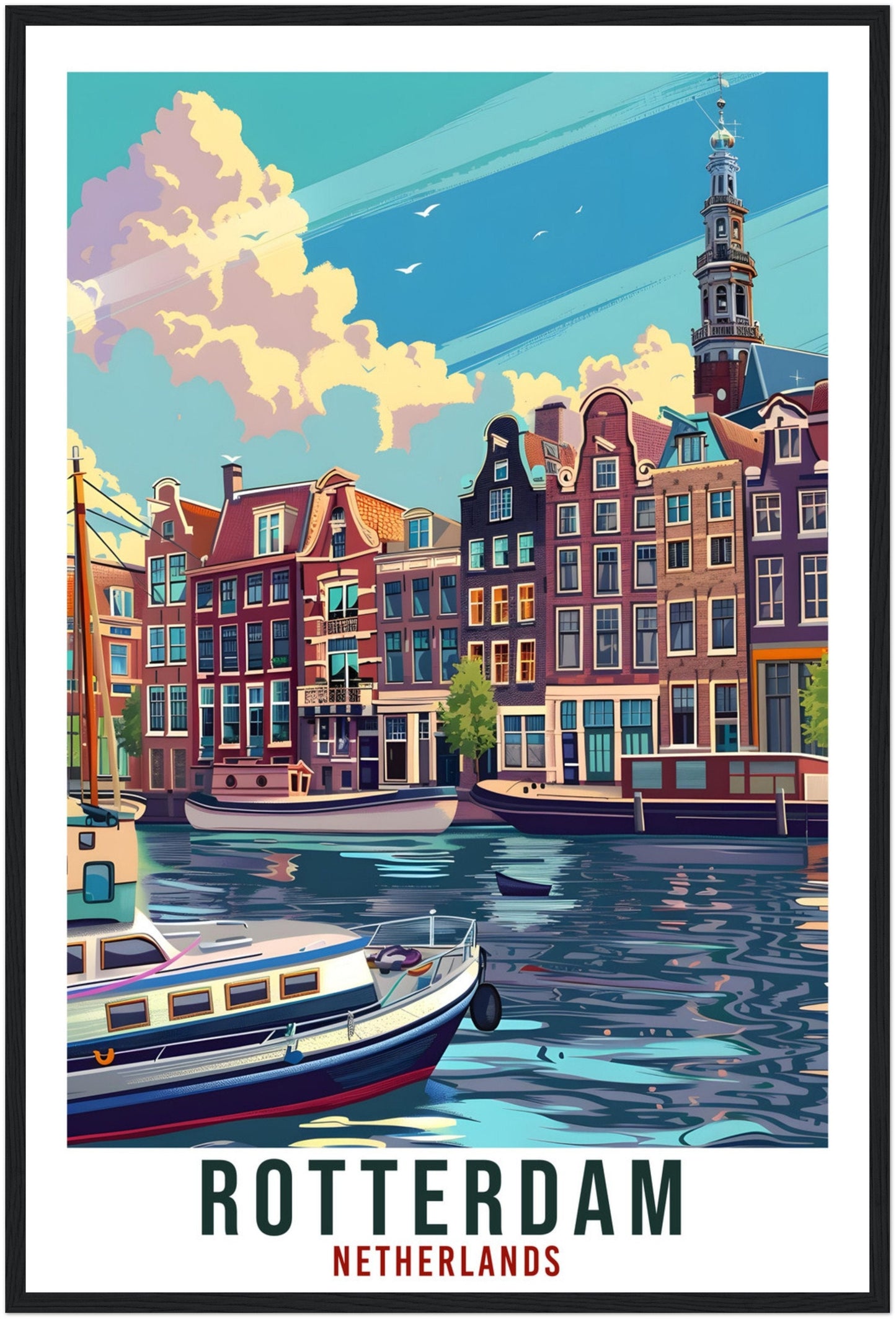 Rotterdam Travel Print Holland Wall Art Wall Hanging Home Décor Rotterdam City Gift Dutch Artwork Gift Netherlands Rotterdam Travel Poster