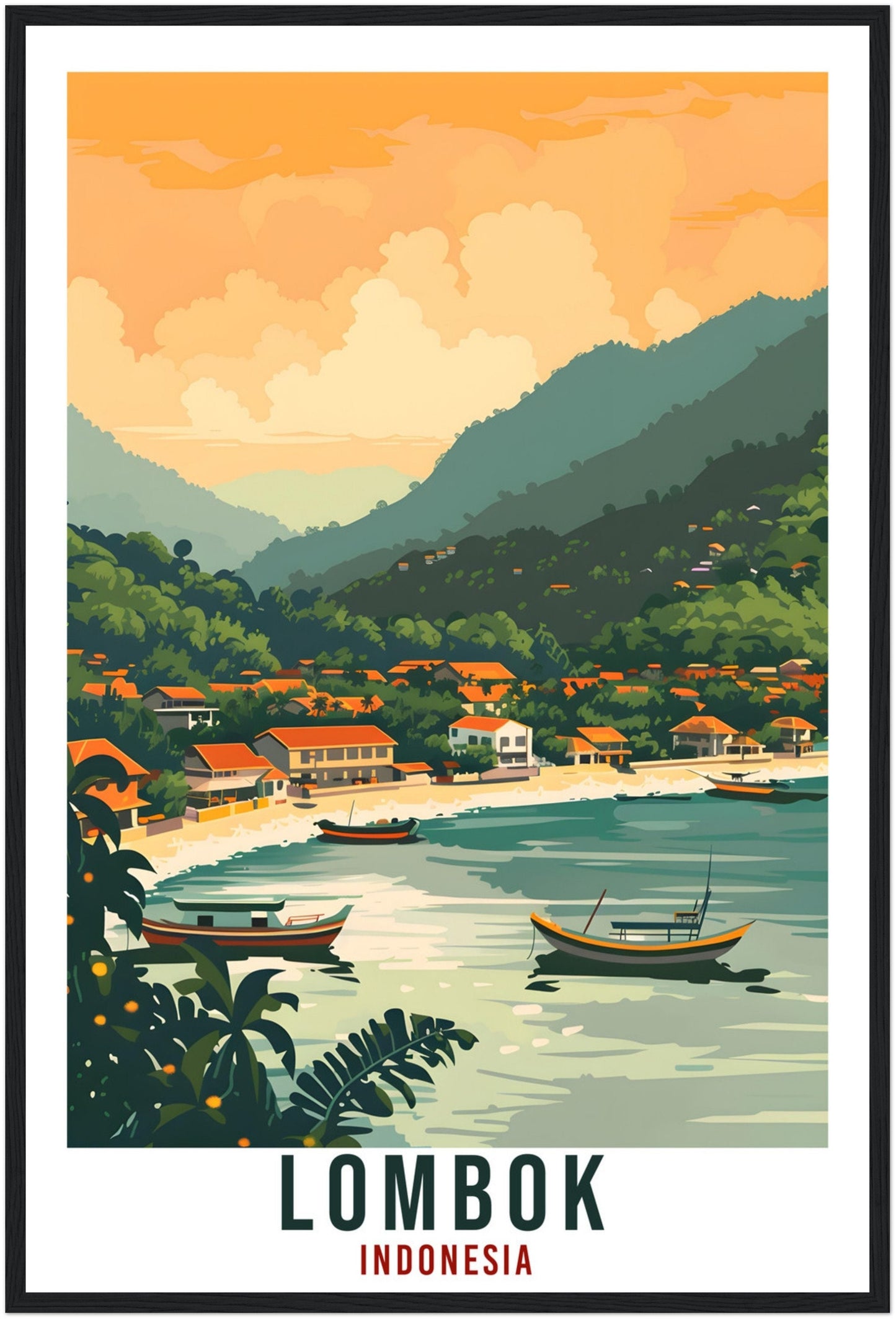 Lombok Travel Print Bali Wall Art Indonesia Wall Hanging Home Décor Lombok Gift Landmark Artwork Travel Art Indonesia Lombok Travel Poster