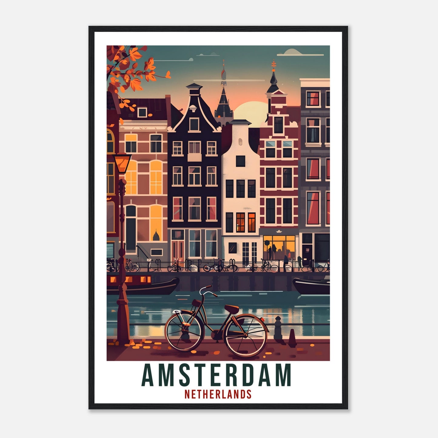 Amsterdam Travel Print Wall Art Amsterdam Netherlands Wall Hanging Artwork Art Gifts Amsterdam Travel Poster Netherlands Art Lovers Gift