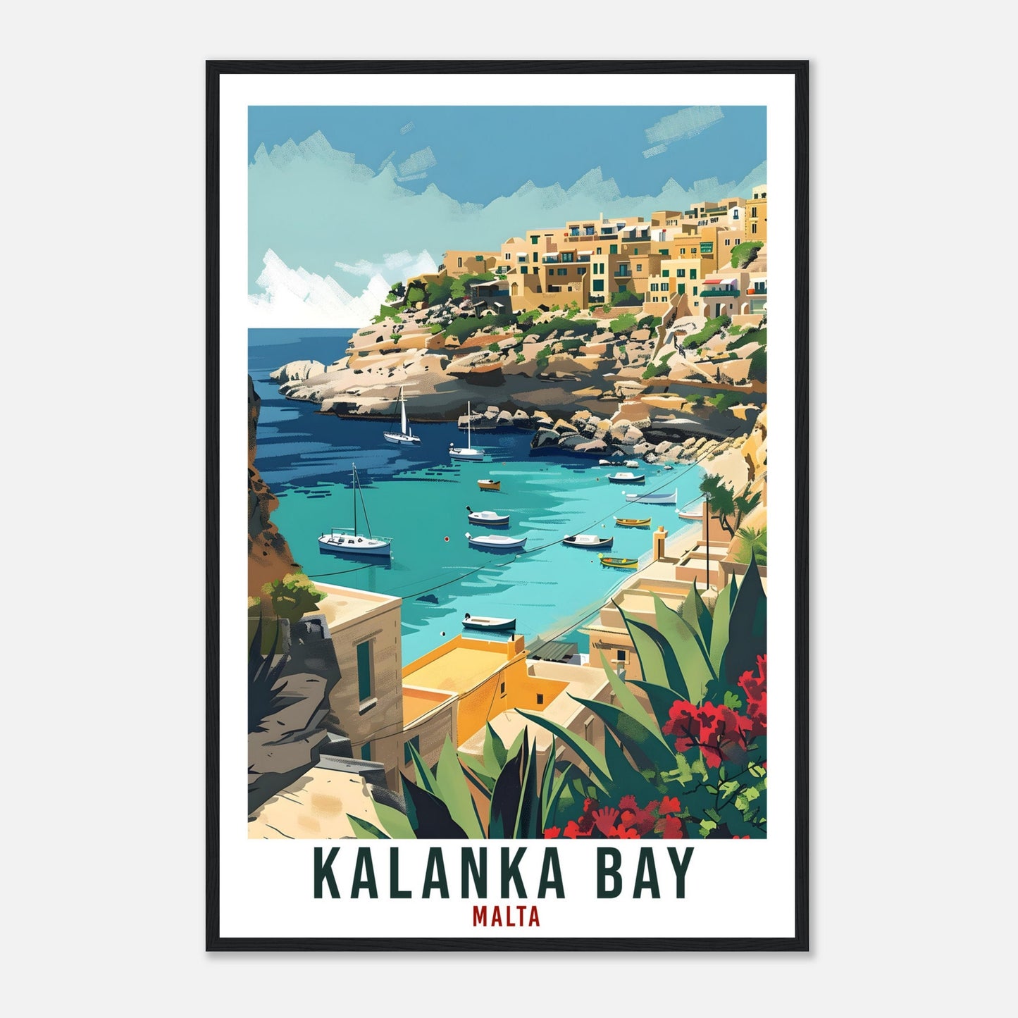 Kalanka Bay Travel Print Malta Wall Art Wall Hanging Home Living Décor Kalanka Bay Gift Travel Gift Malta Artwork Gift Malta Travel Poster