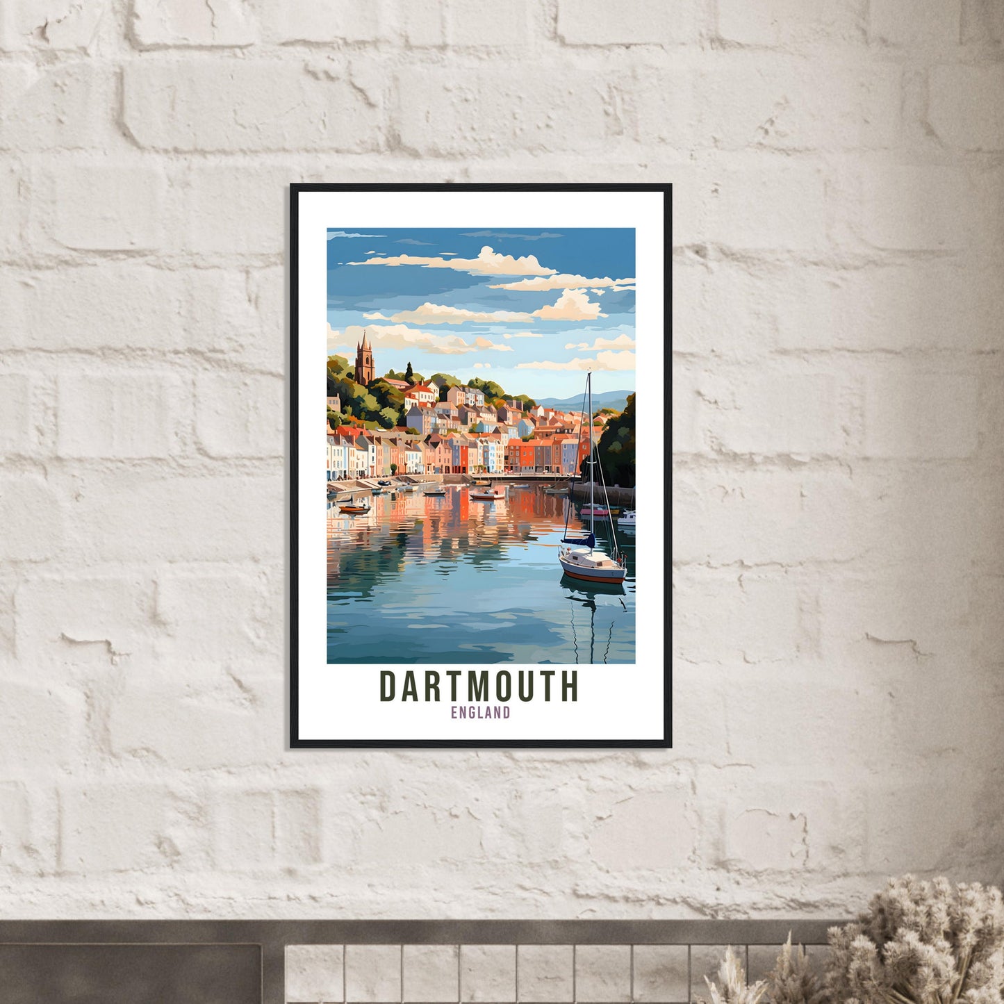 Dartmouth Travel Print Home Decor Dartmouth Devon English Coastal Art Dartmouth Artwork Gift Dartmouth Travel Poster Devon Travel Artwork
